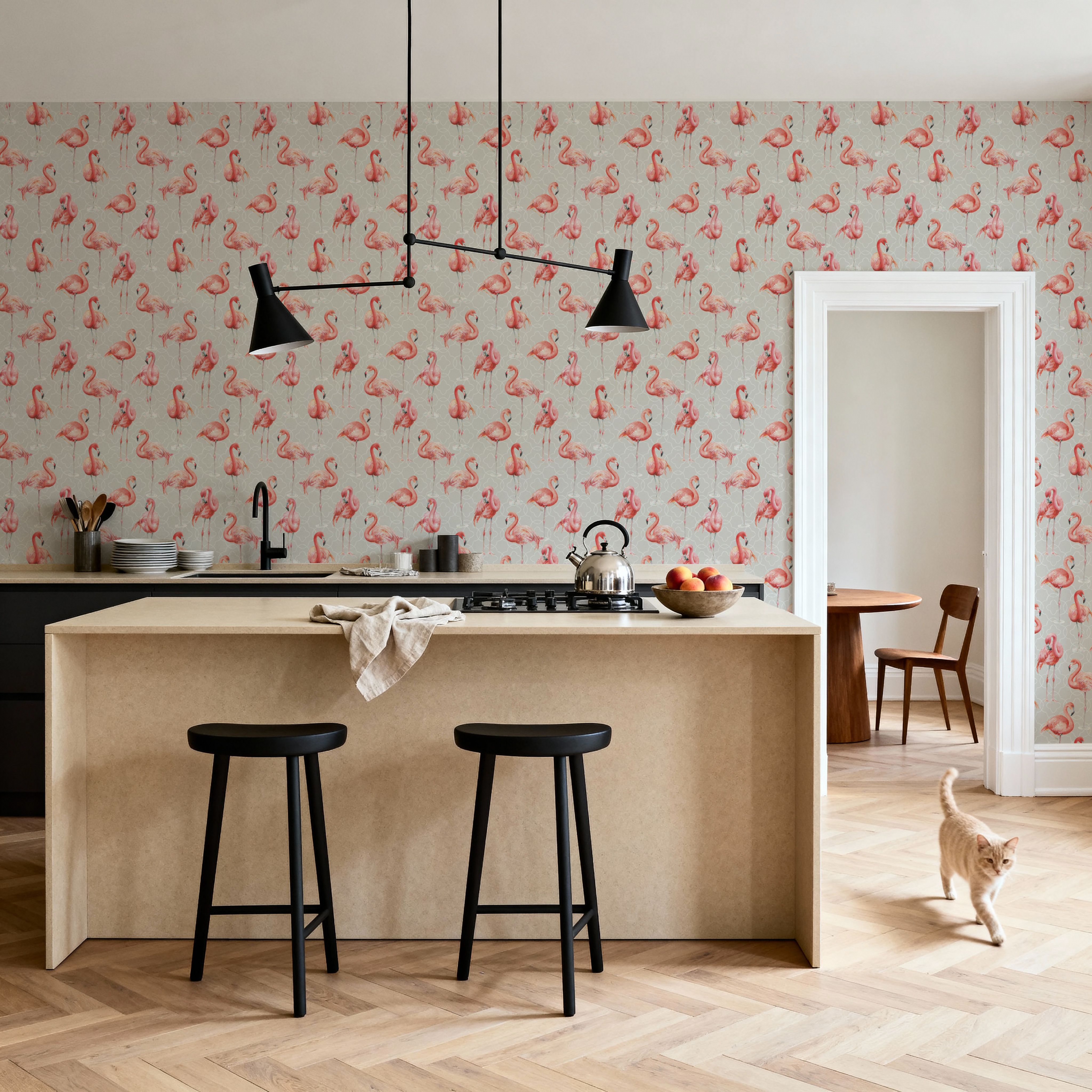 Flamingo Goals Gray, Wallpaper