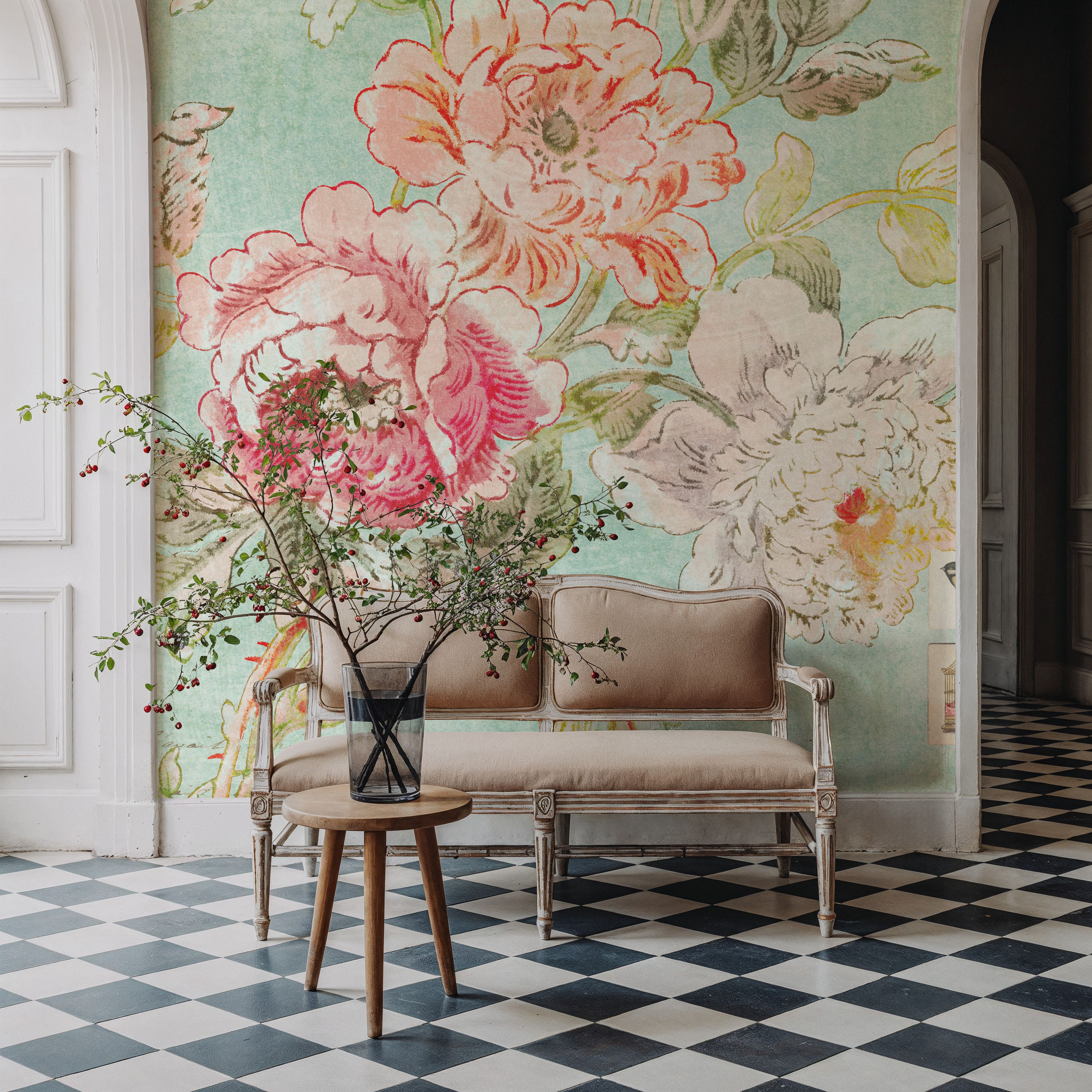 Cottage Roses I Blue