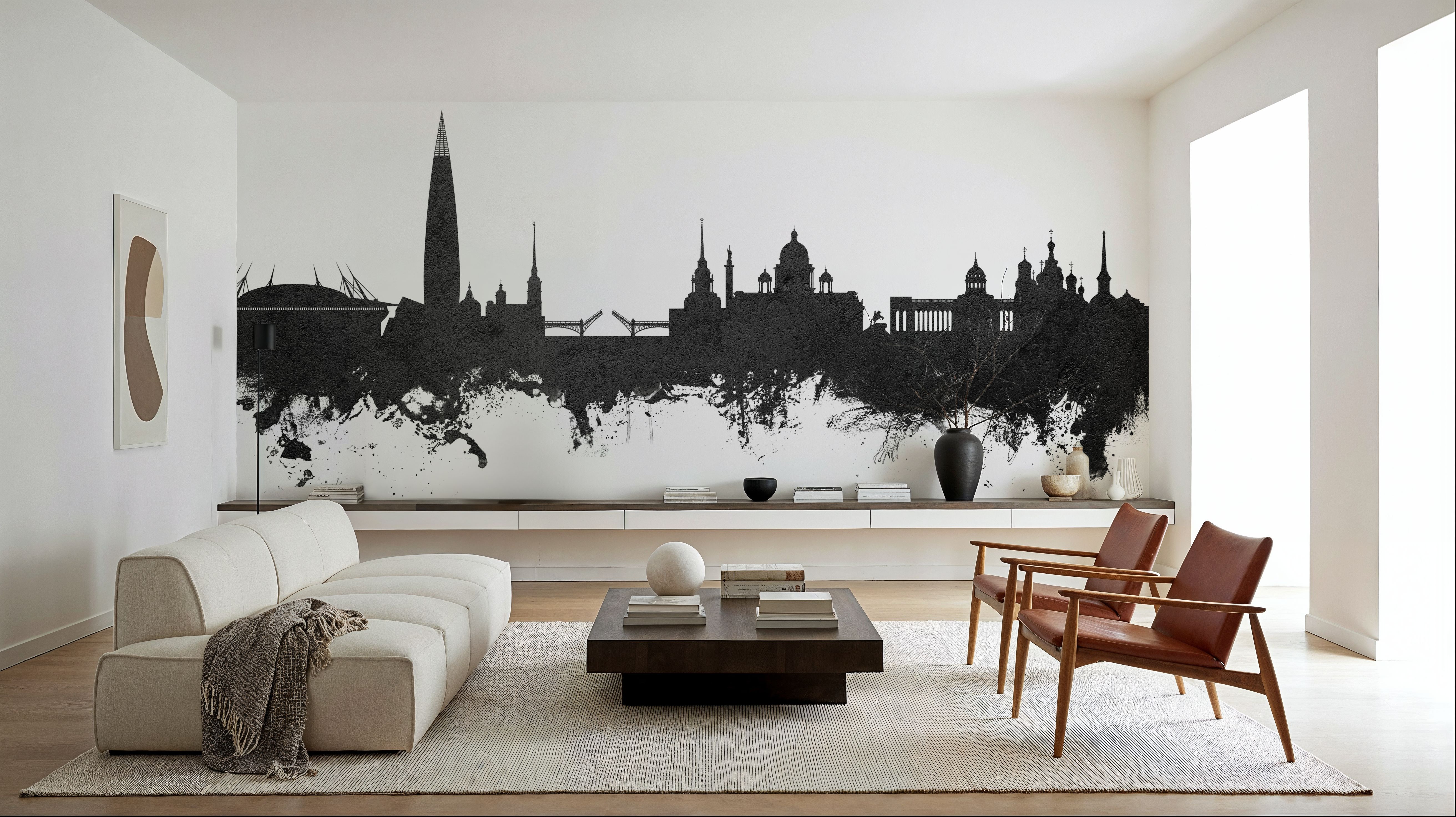 St Petersbug Russia Skyline Black & White, Wallpaper