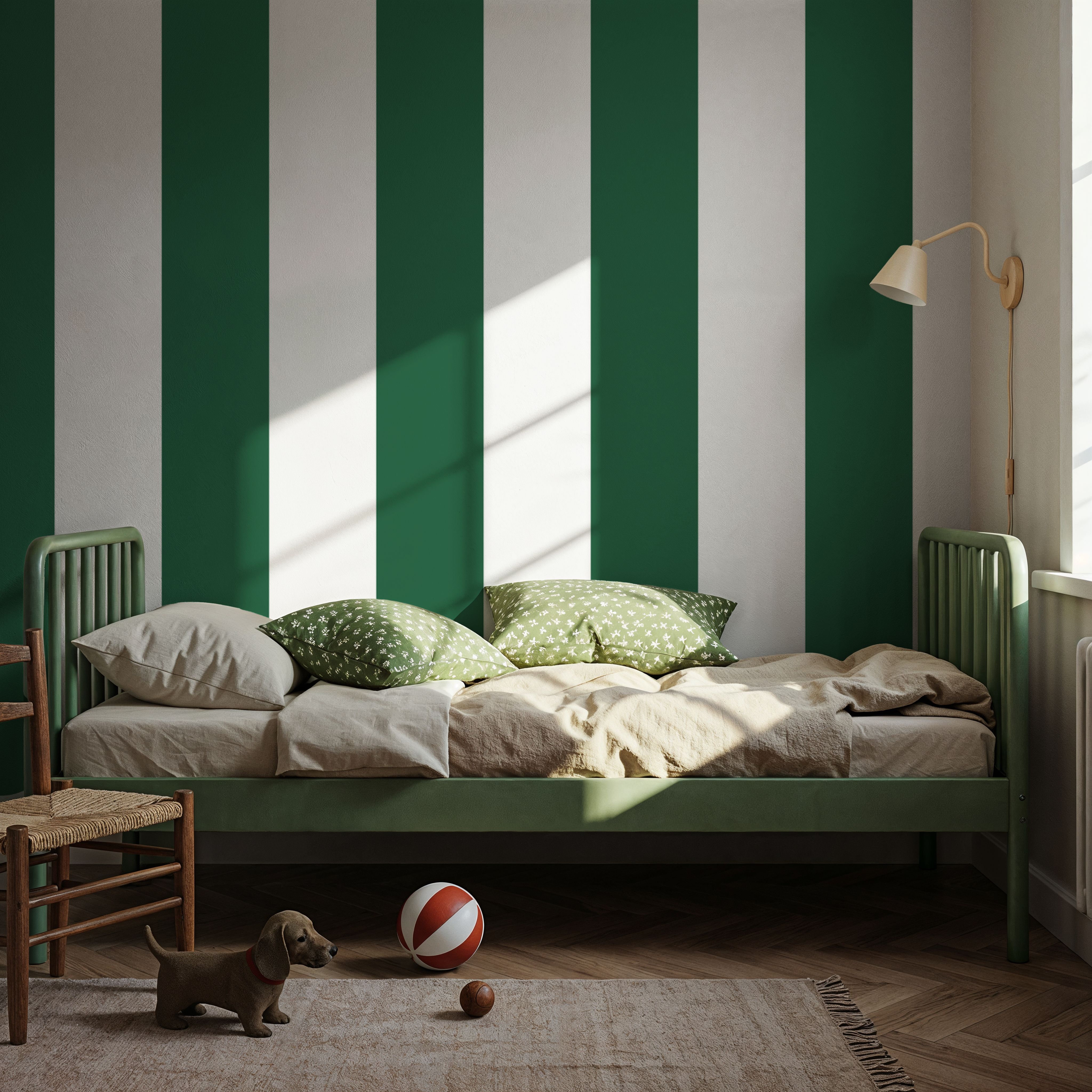 Scalloped Circus Stripes, Salamander Green