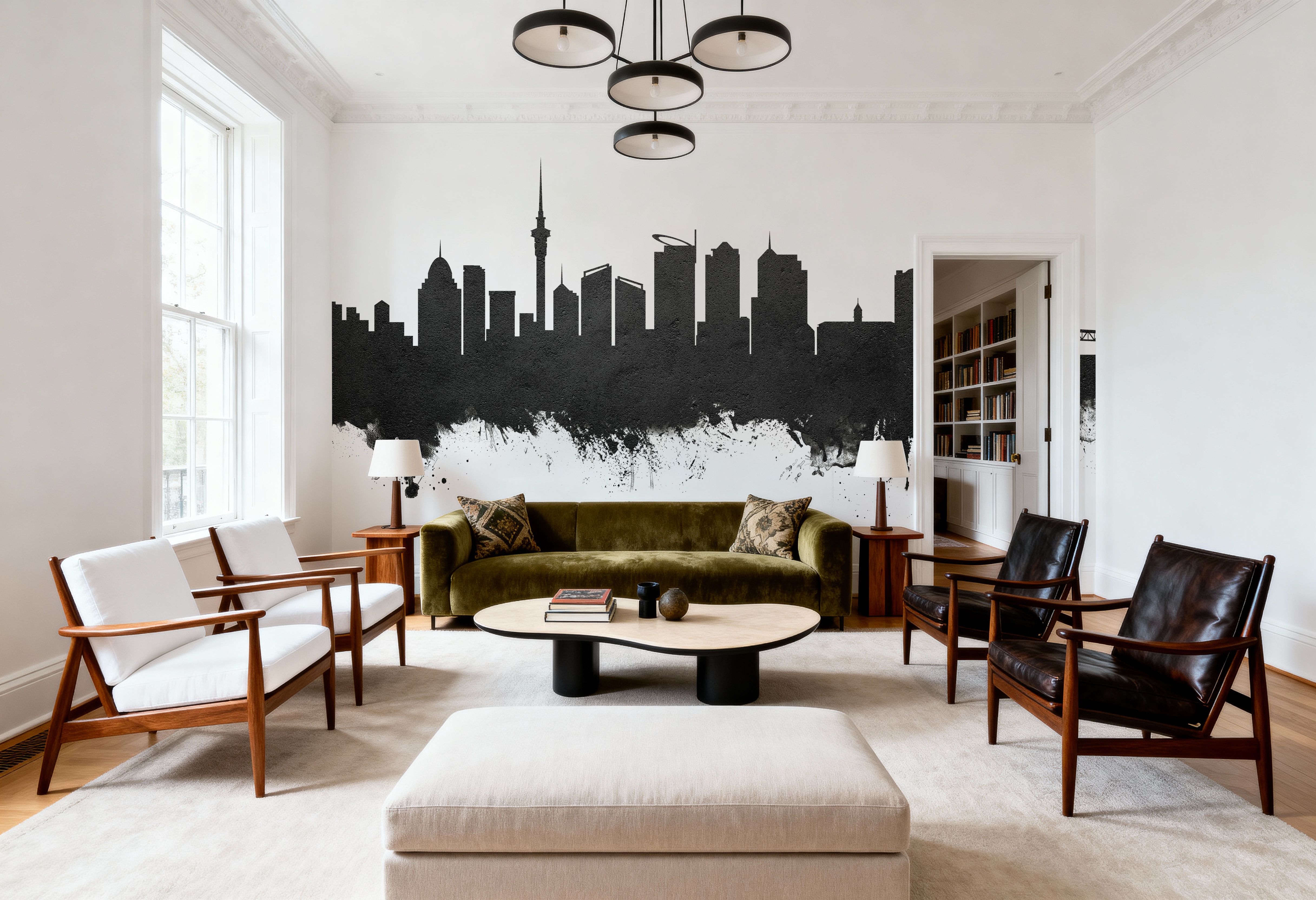 Auckland New Zeeland Skyline Black & White