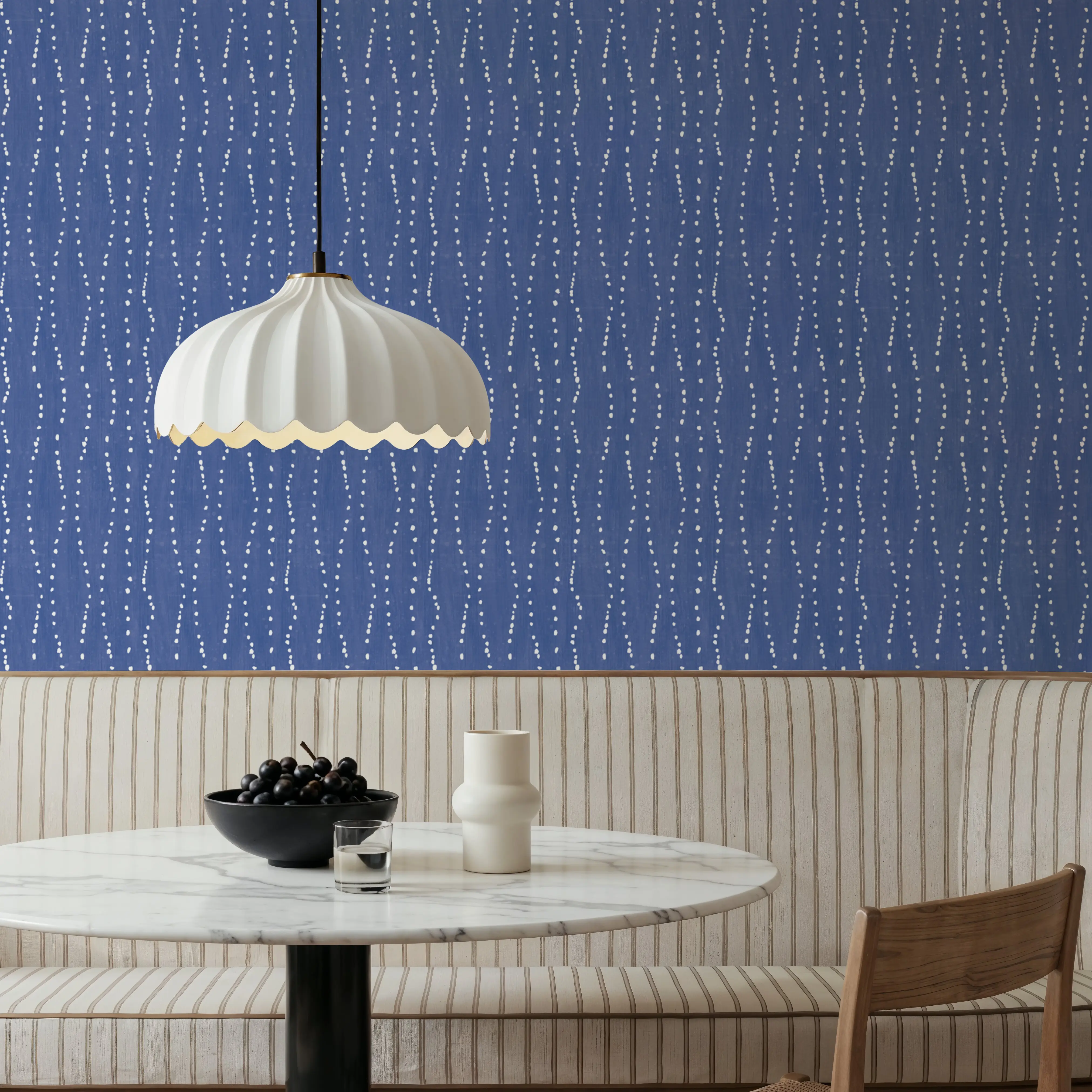 Papier Peint - Coastal Dripping Blue - Points Lignes - Bleu - Salle à manger - Wallism Belgique - Encollage au mur ou Autocollant