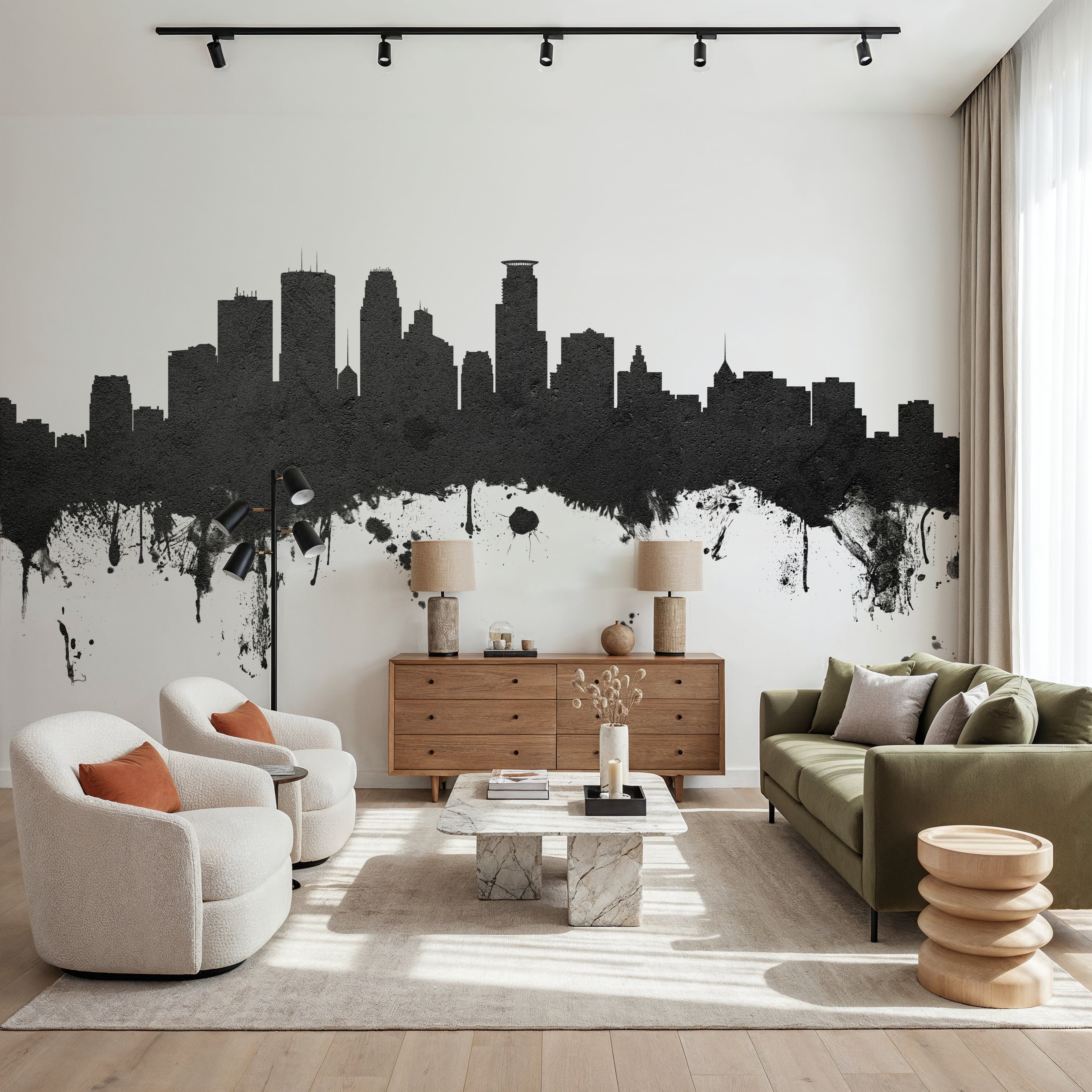 Minneapolis Minnesota Skyline Black & White