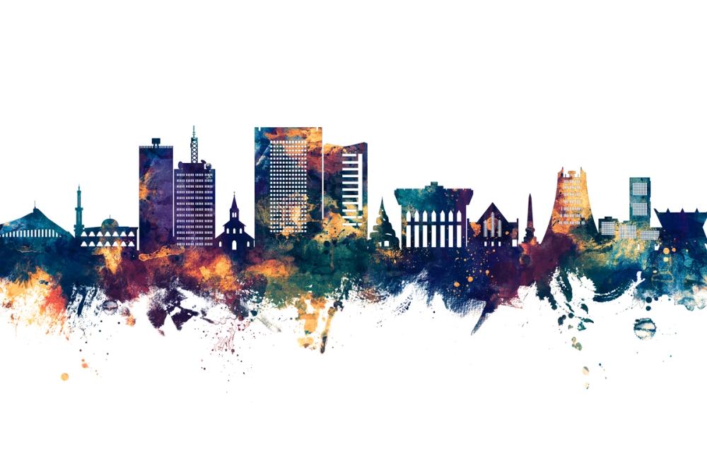 Yaoundé Cameroon Skyline Blue & Bronze