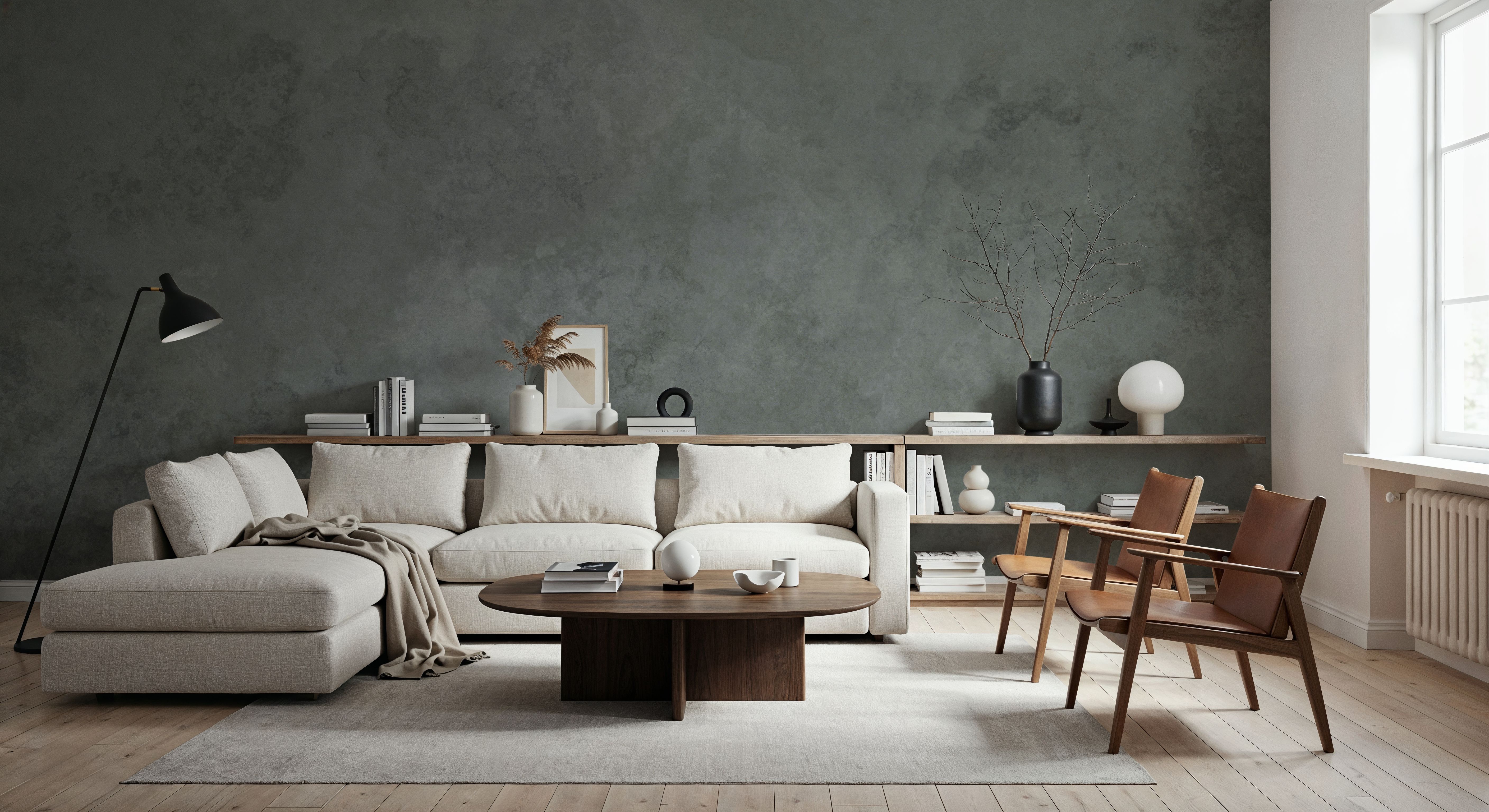 Subtle Plaster Wall, Dark Green