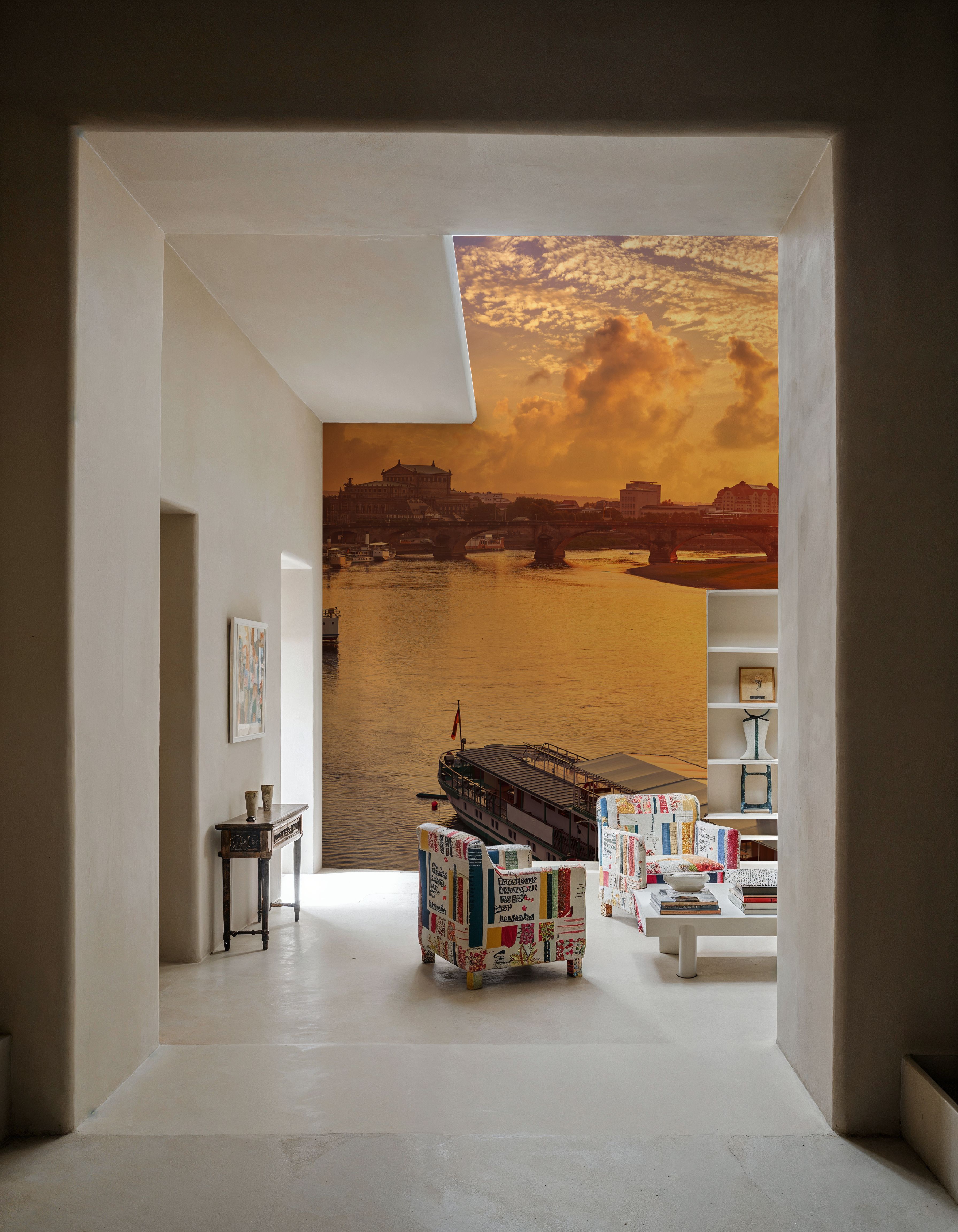 Dresden and Elbe River at Sunset 