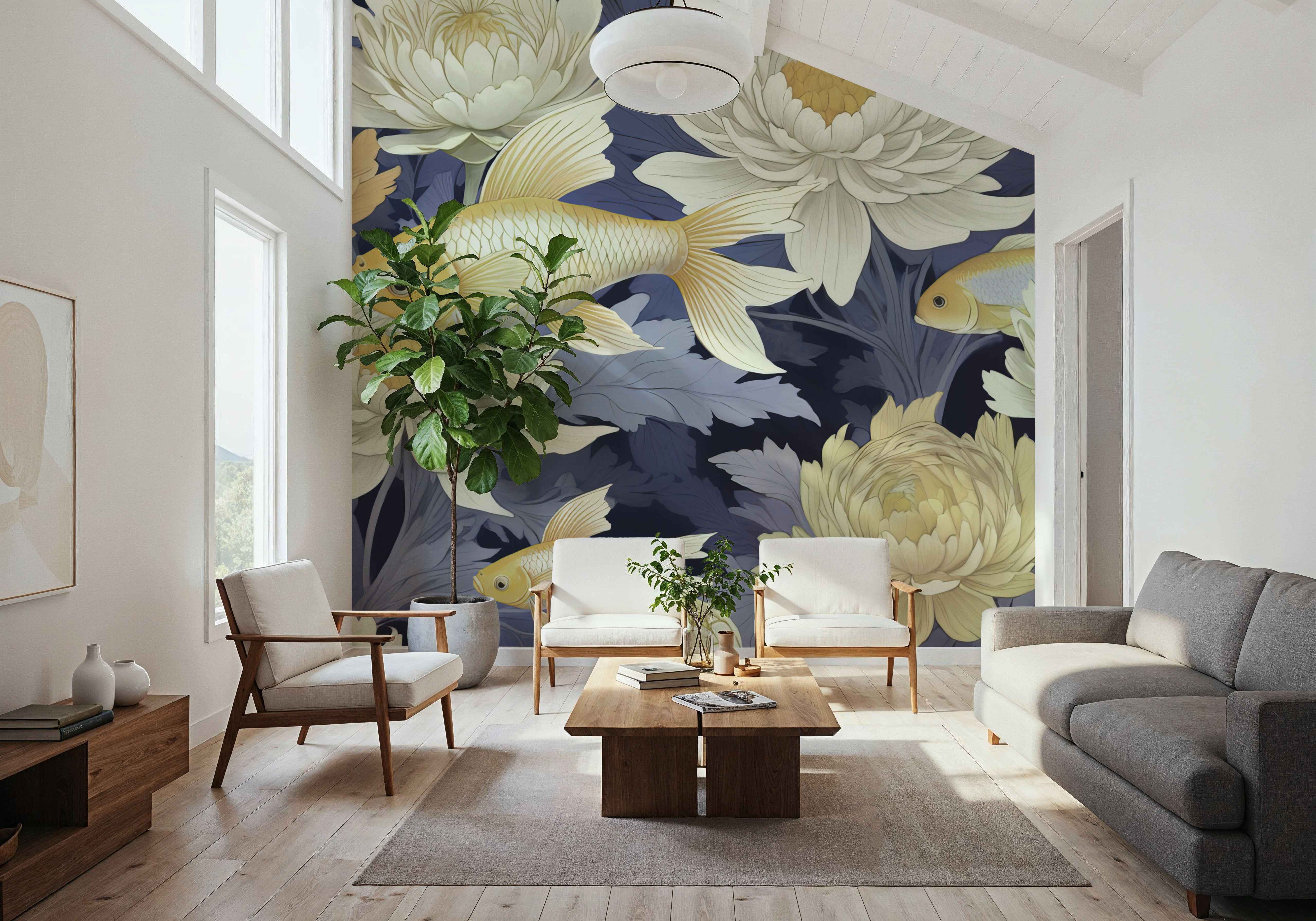 Dancing Fish, Yellow on Purple