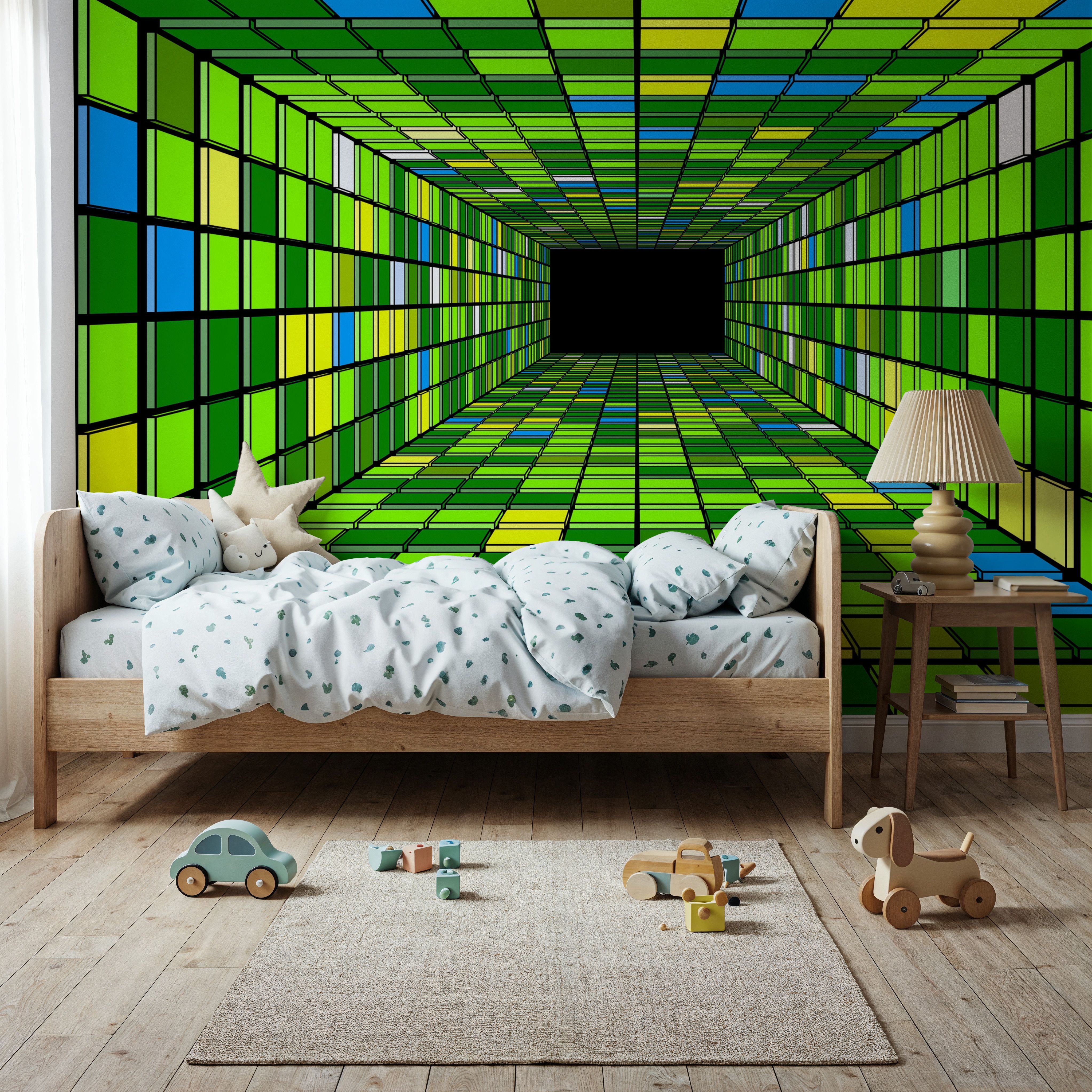 Retro Game Tunnel, Vibrant Green