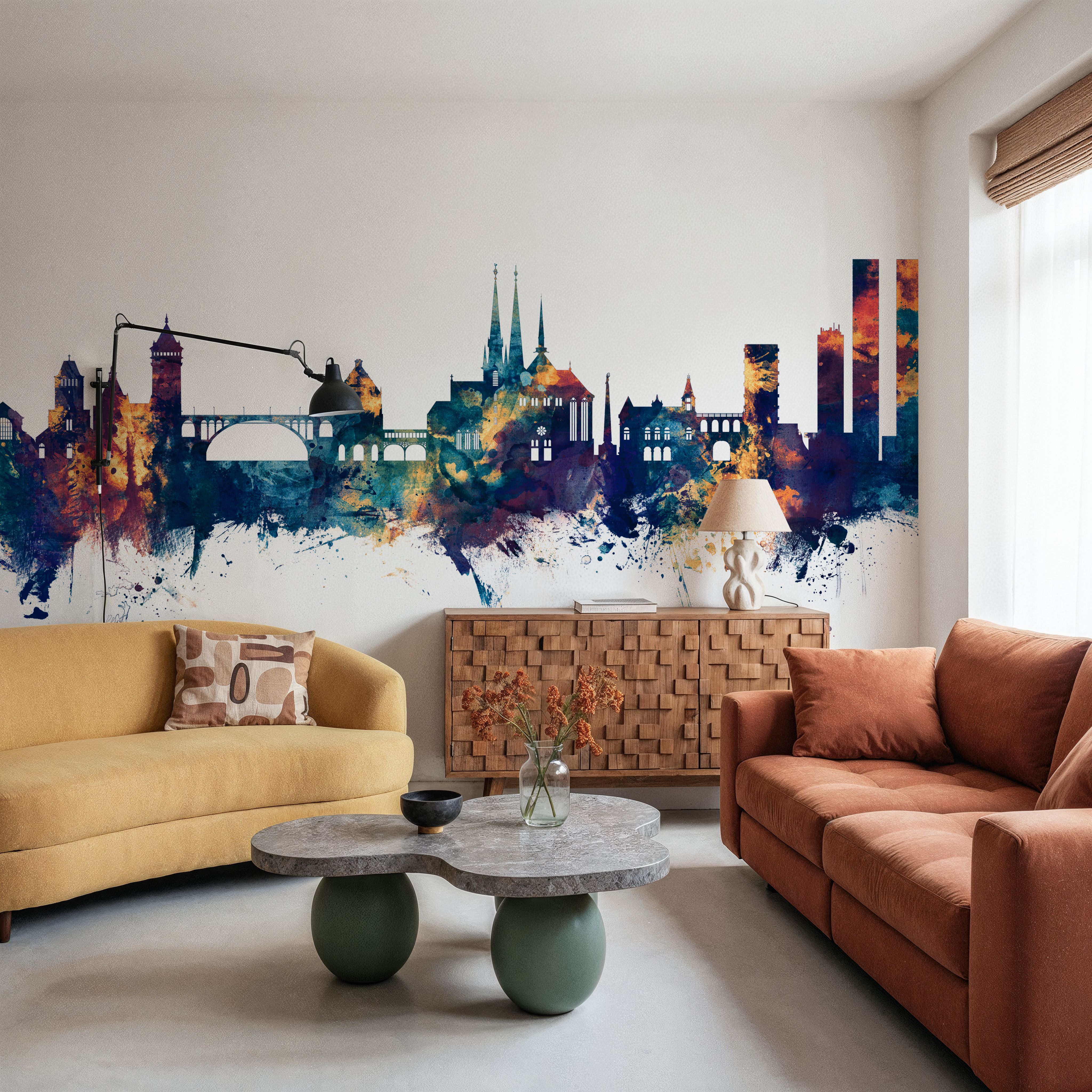 Luxembourg City Skyline Blue & Bronze