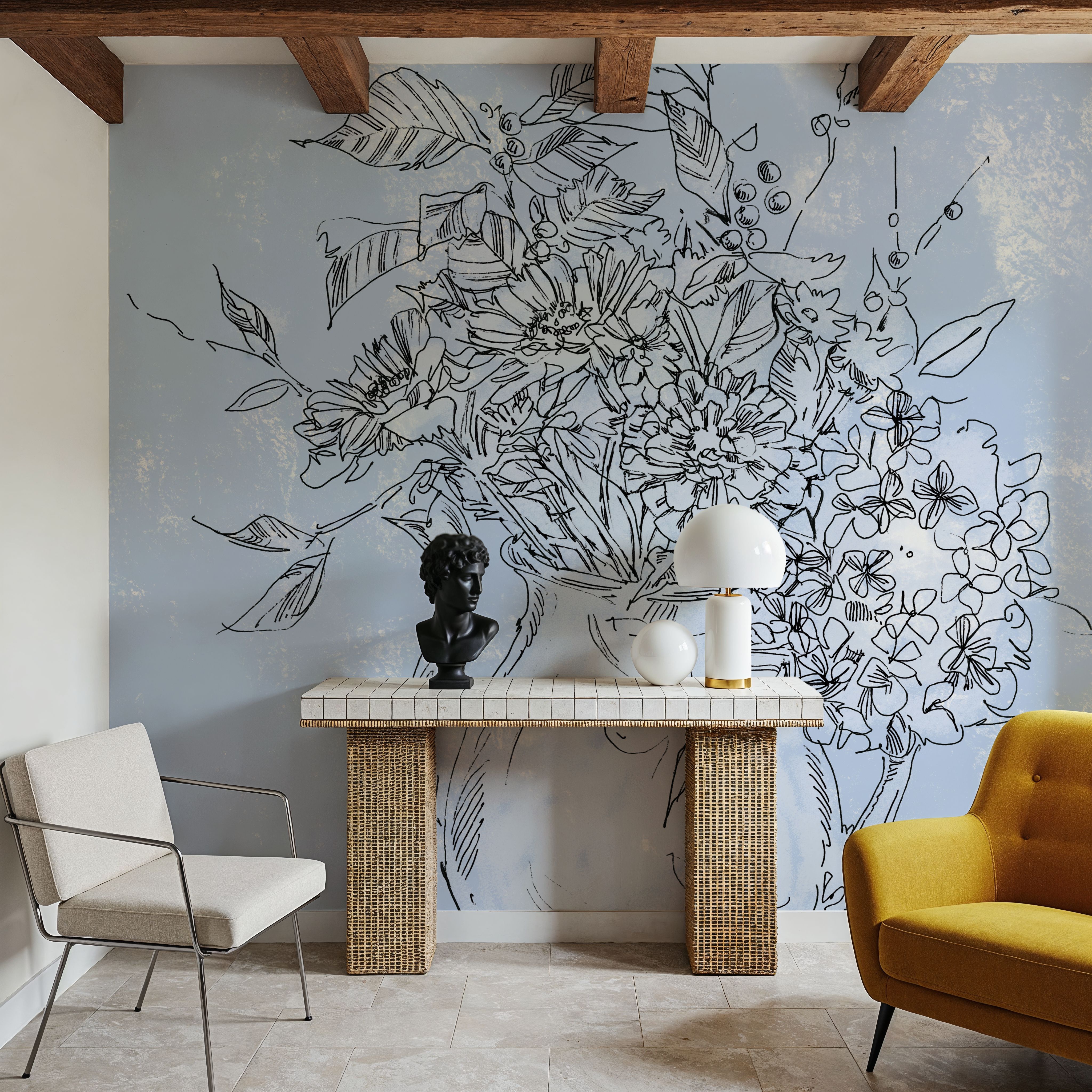 Bouquet in Pitcher Sketch