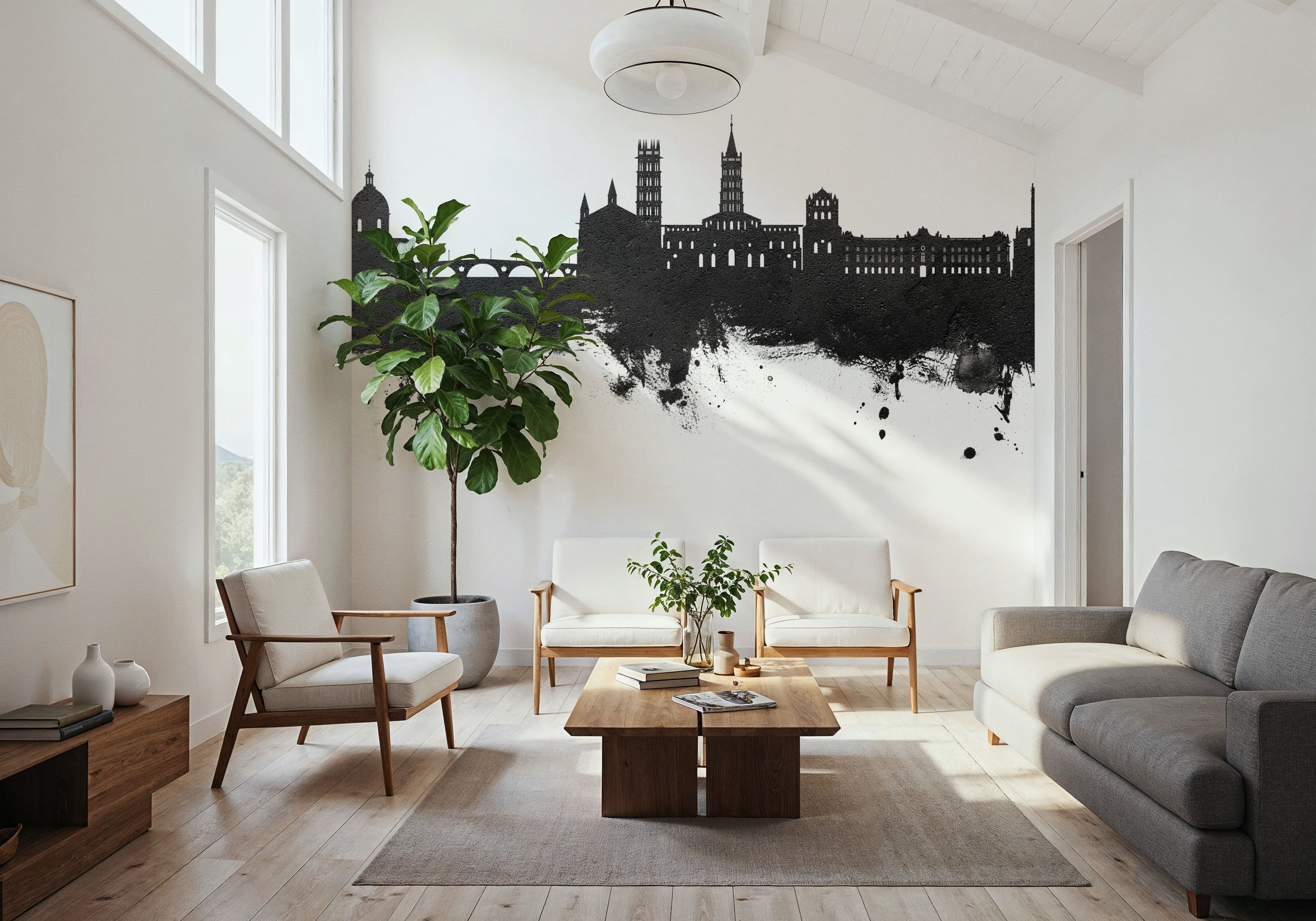 Toulouse France Skyline Black & White