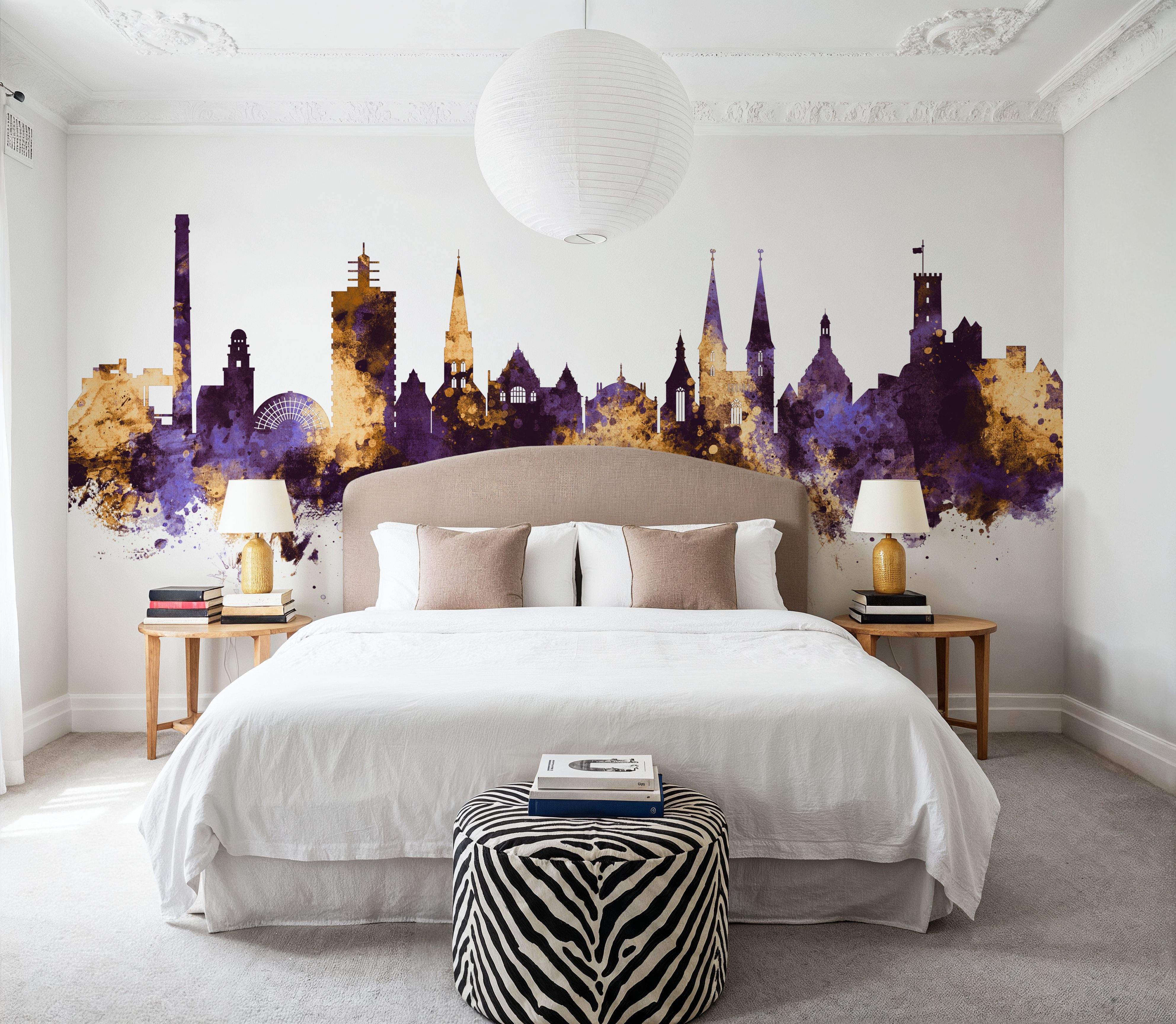 Bielefeld Germany Skyline Purple & Gold