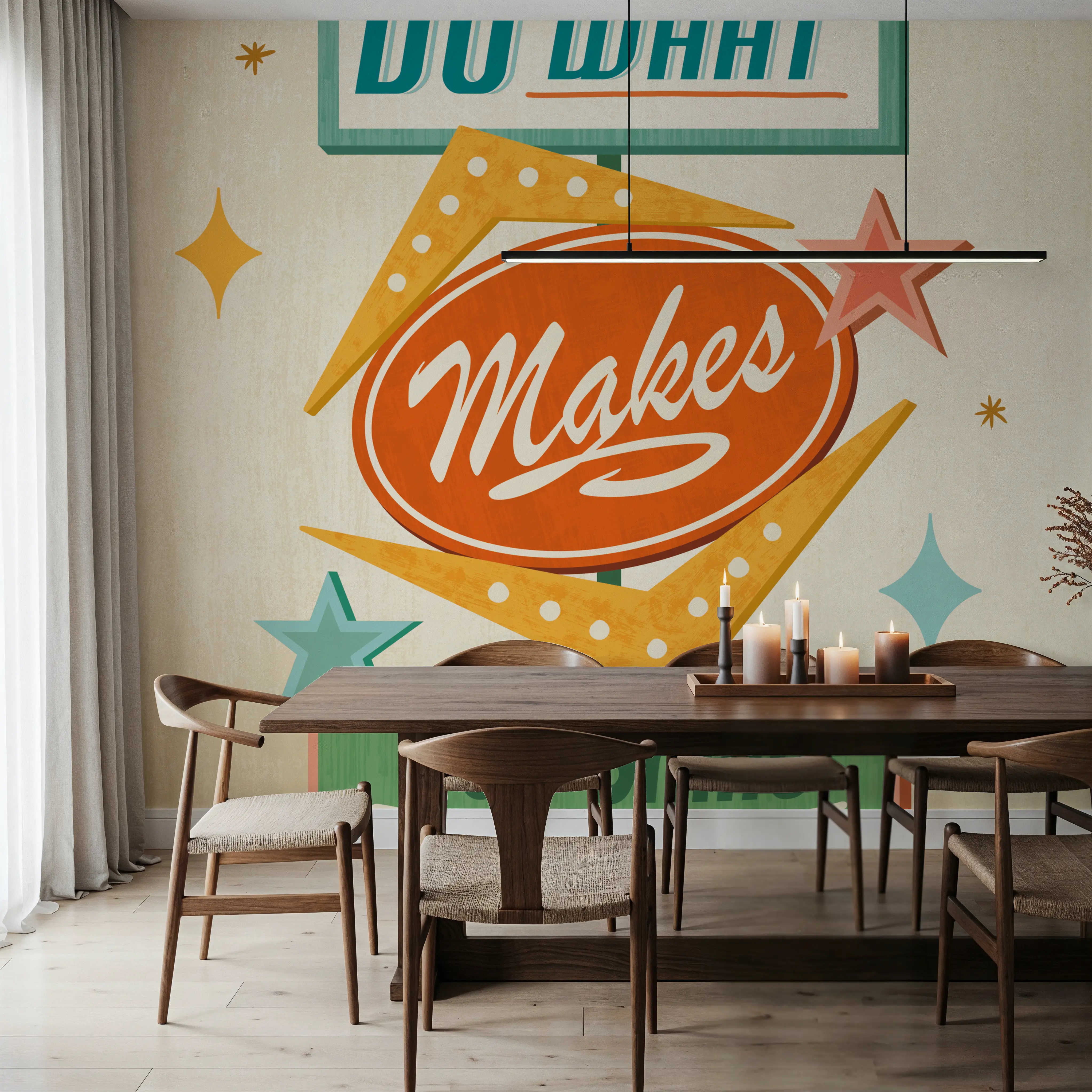 Fotobehang - Roadside V - Grafische Kunst Mural - Oranje - Woonkamer - Wallism België - Zelfklevend of Vliesbehang