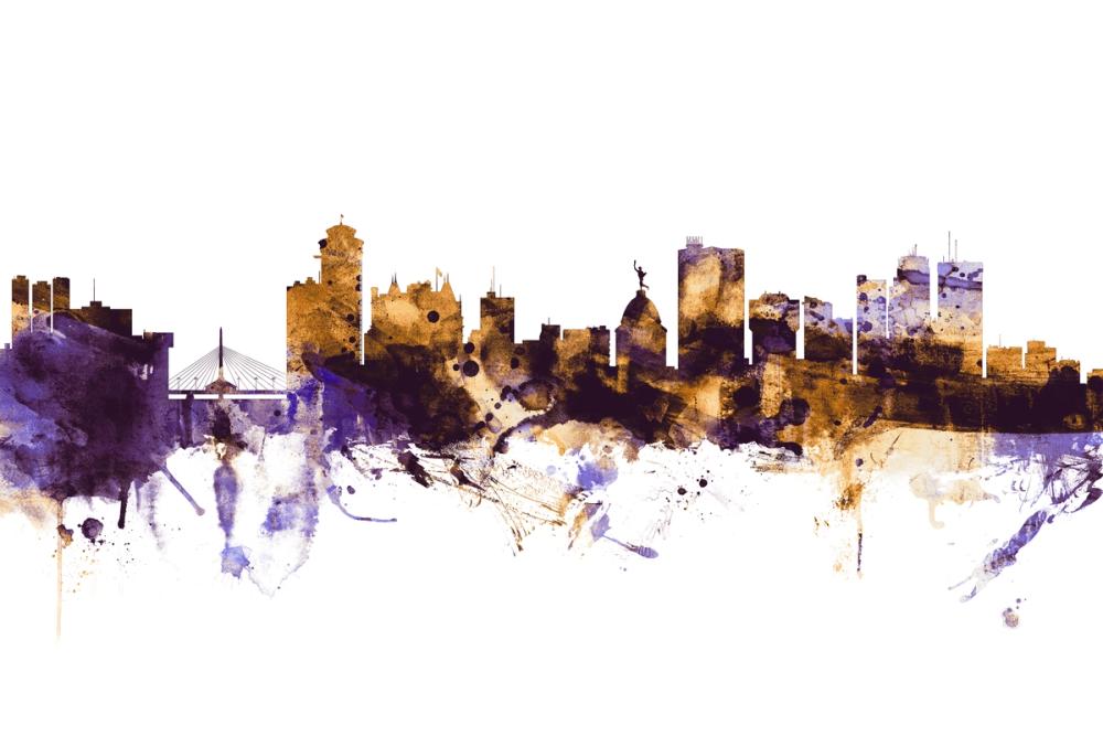 Winnipeg Canada Skyline Purple & Gold