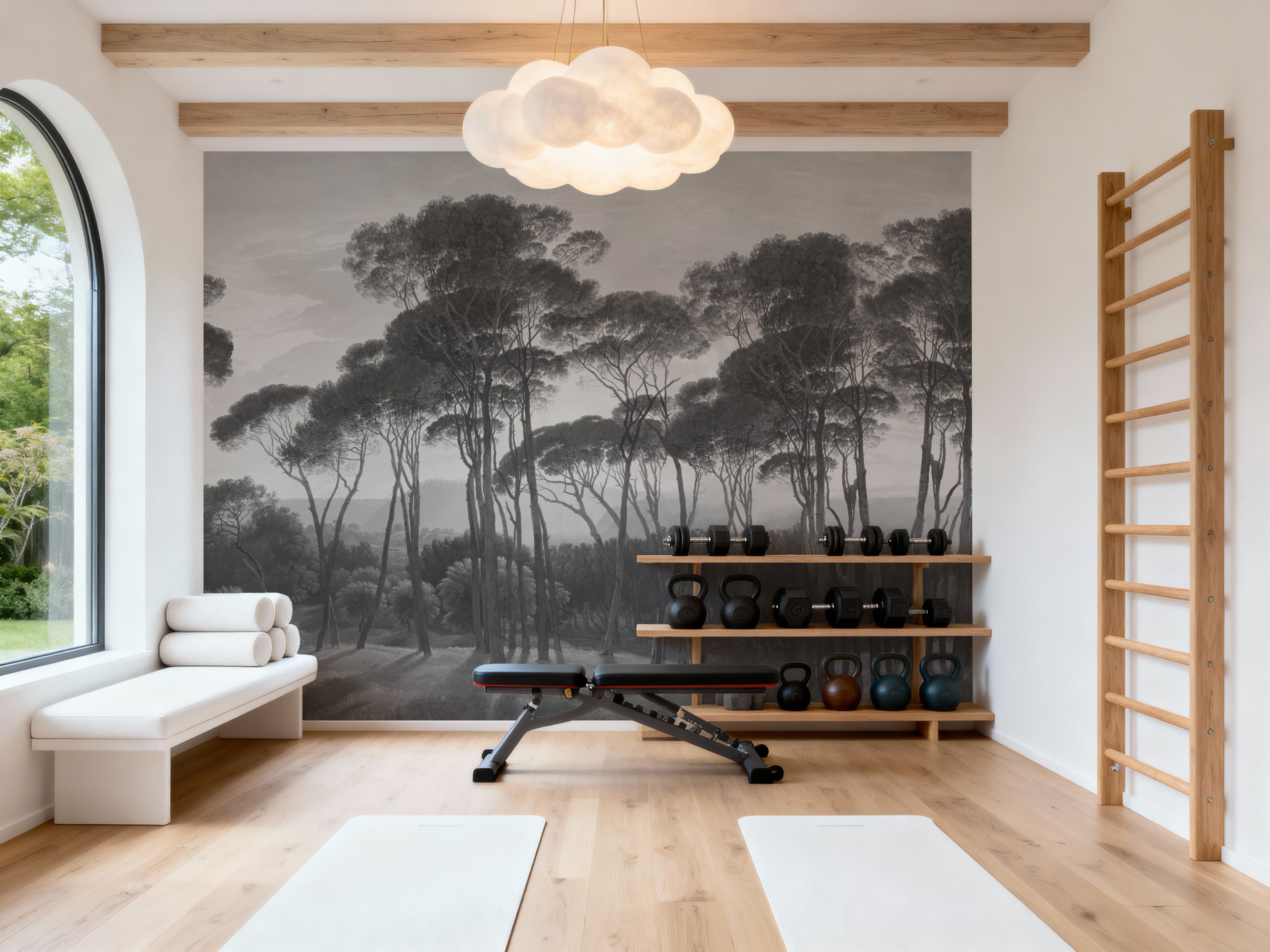 Mediterranean Pine Landscape, Gray, Tapeten