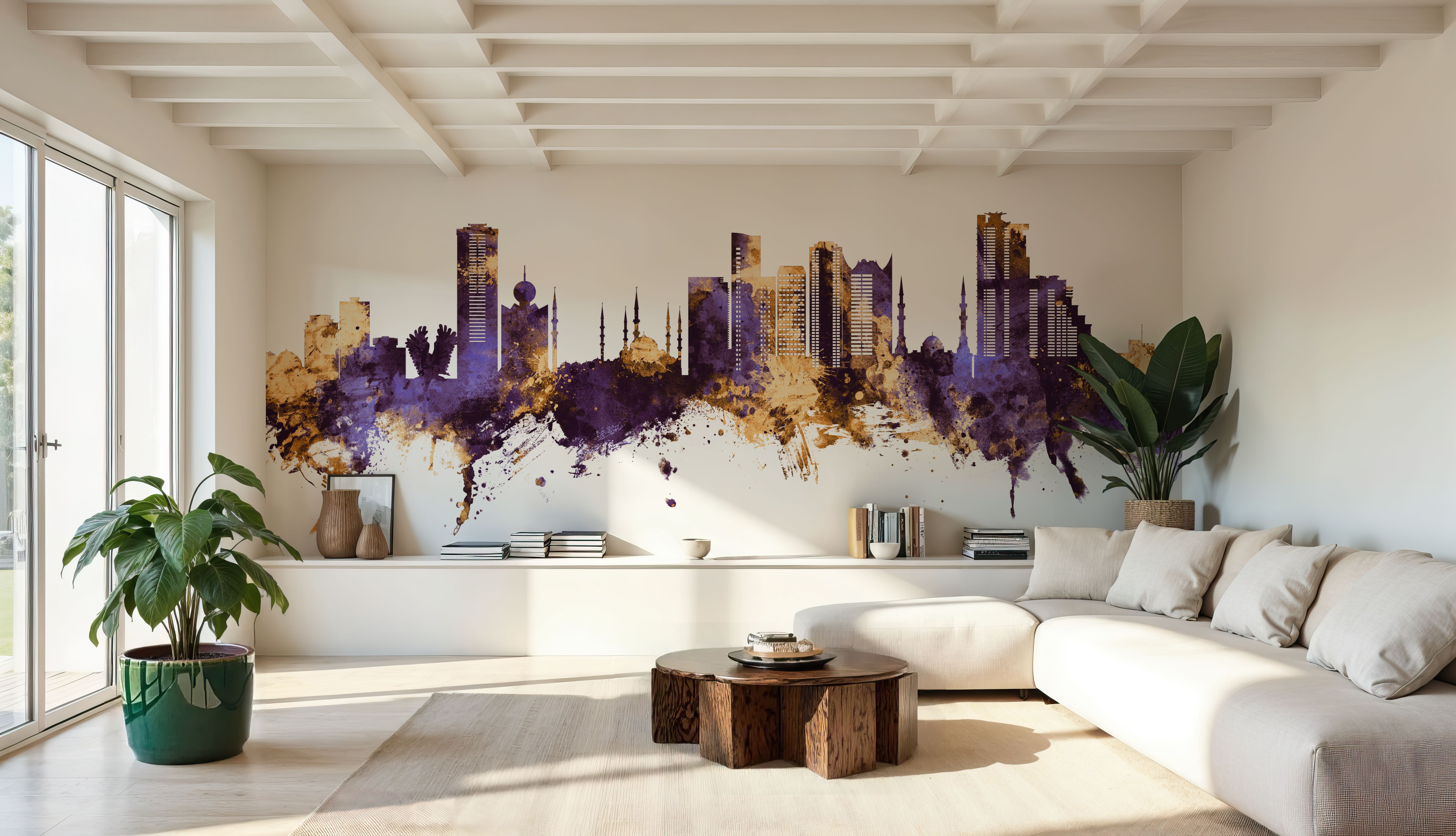 Fujairah Skyline Purple & Gold