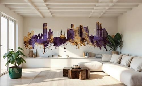Fujairah Skyline Purple & Gold