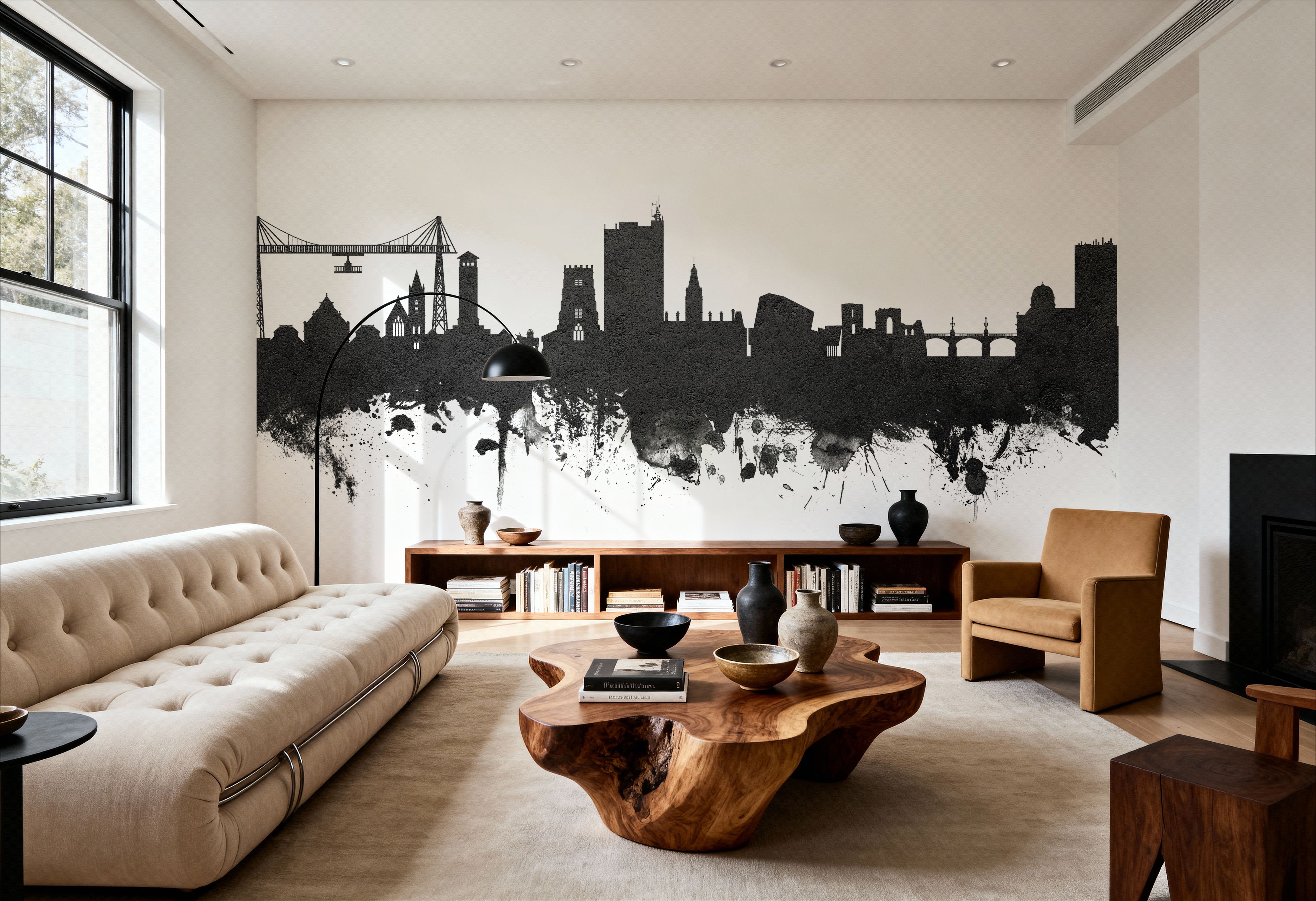 Newport Wales Skyline Black & White, Wallpaper