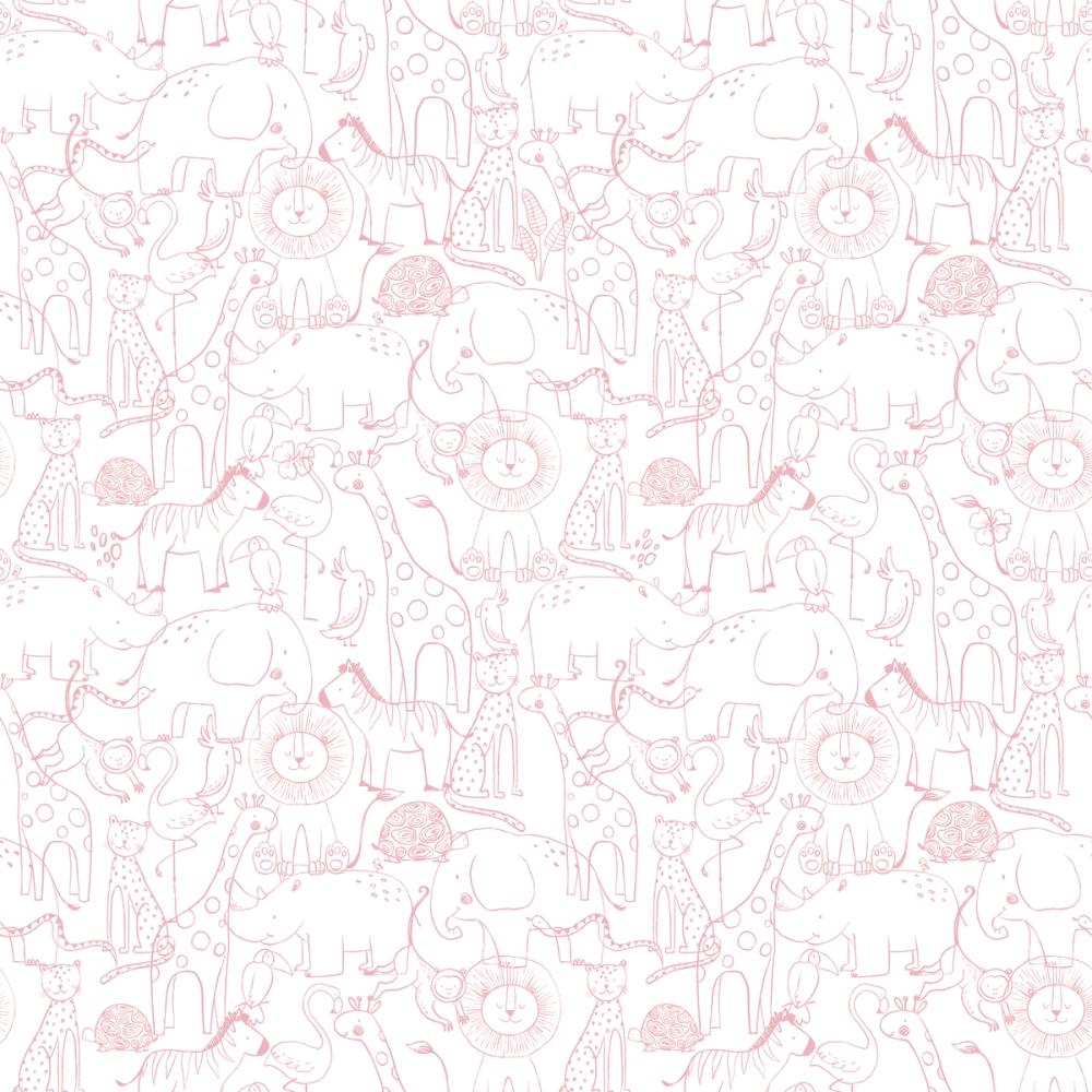 Calm & Cute Baby Animals Pattern, Pink