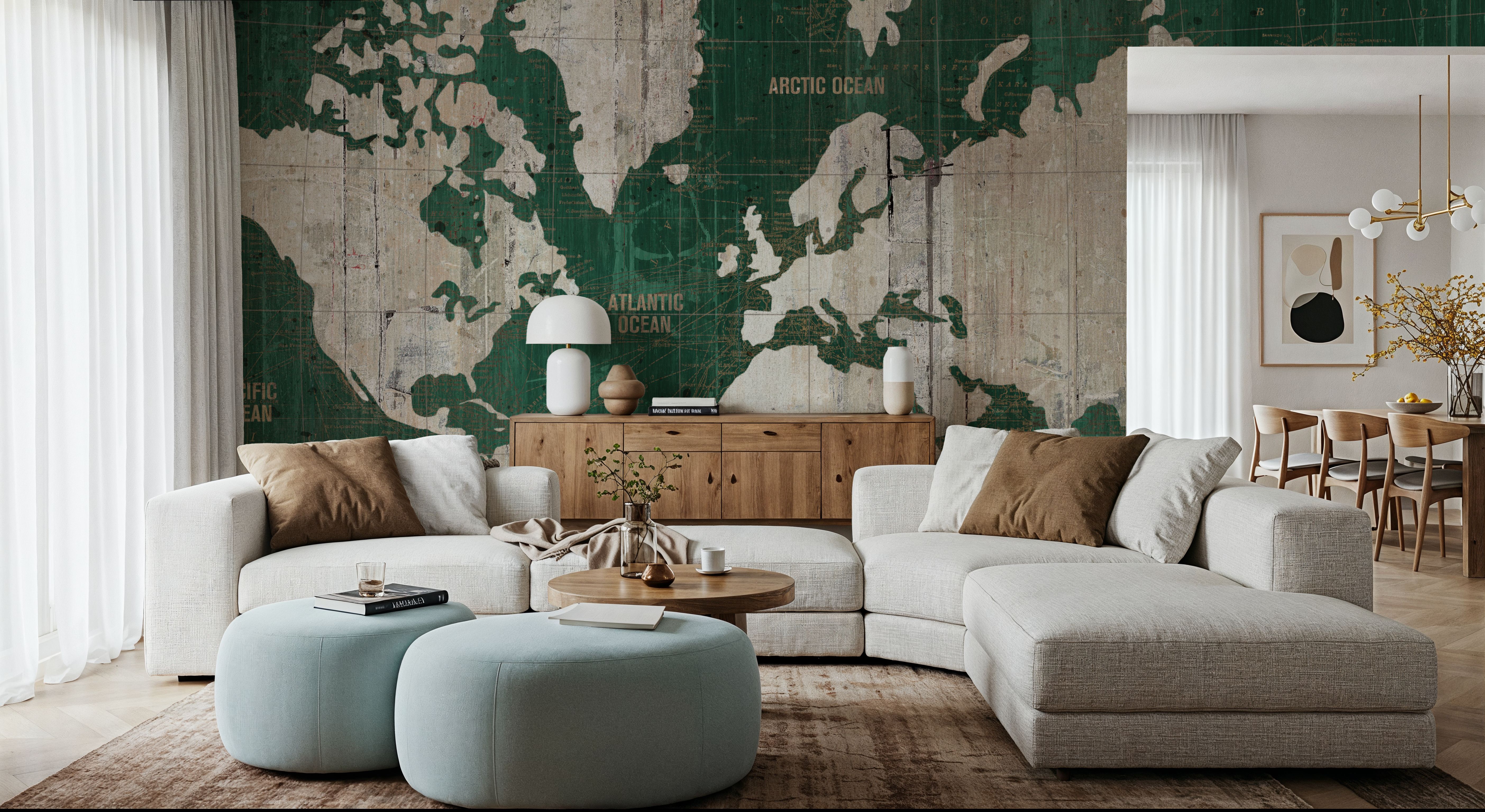 Old World Map Green, Wallpaper