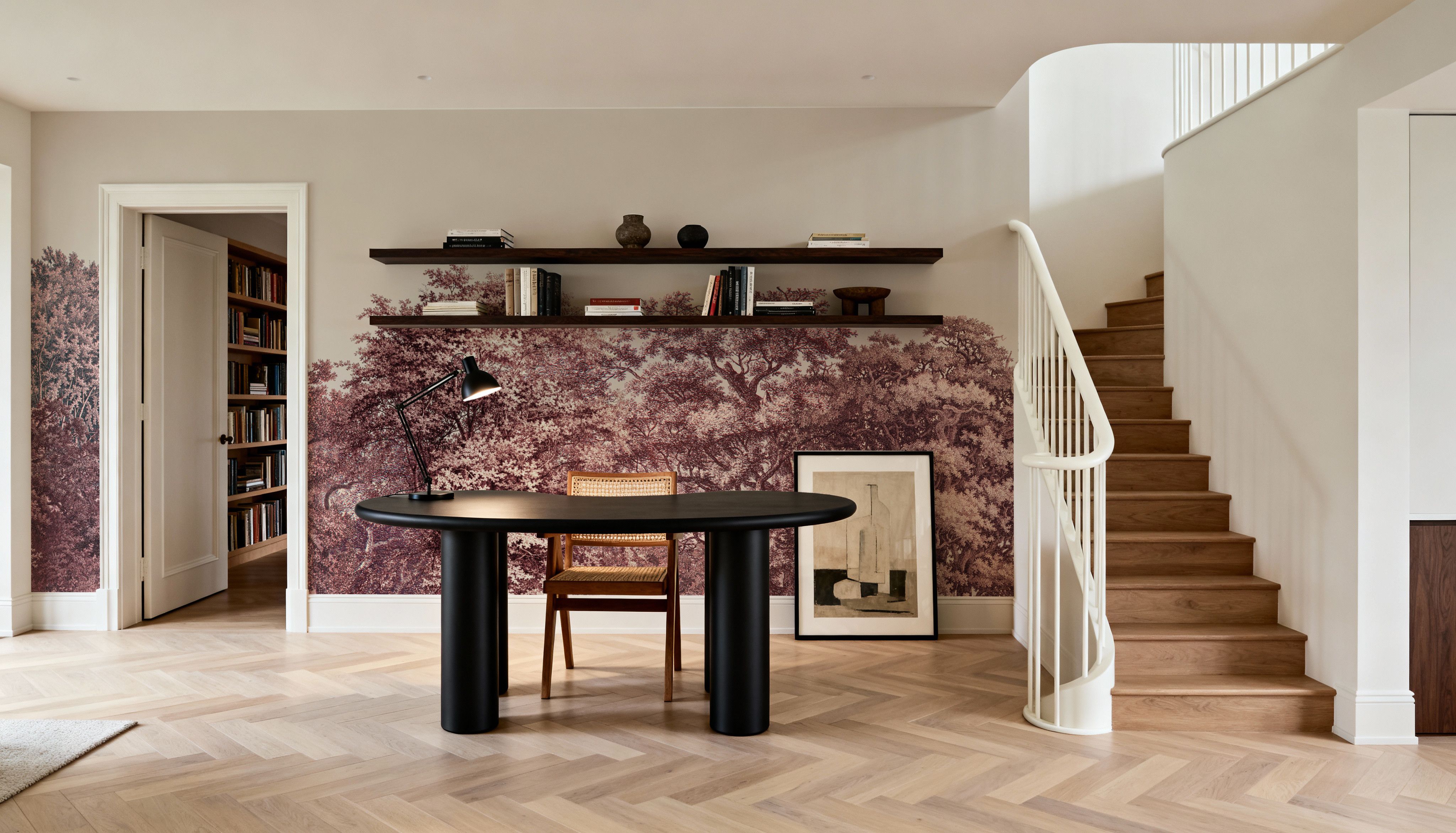 Over the Treetops, Burgundy, Wallpaper