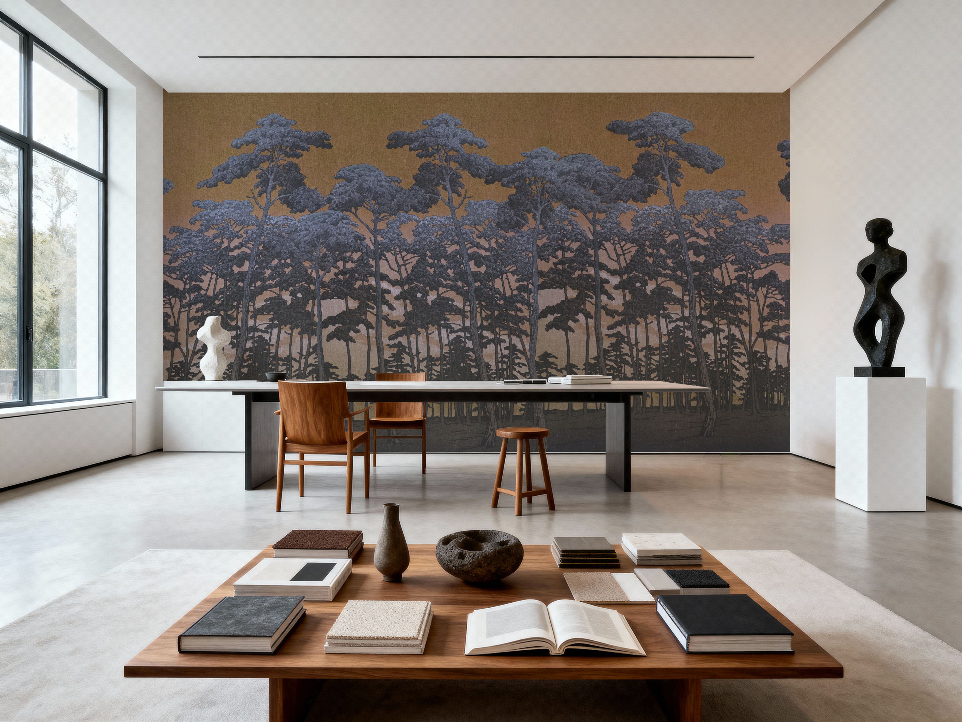 Tranquil Pinescape, Purple & Yellow