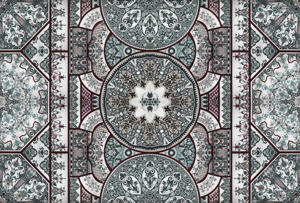 Eastern Tales, Teal & Beige