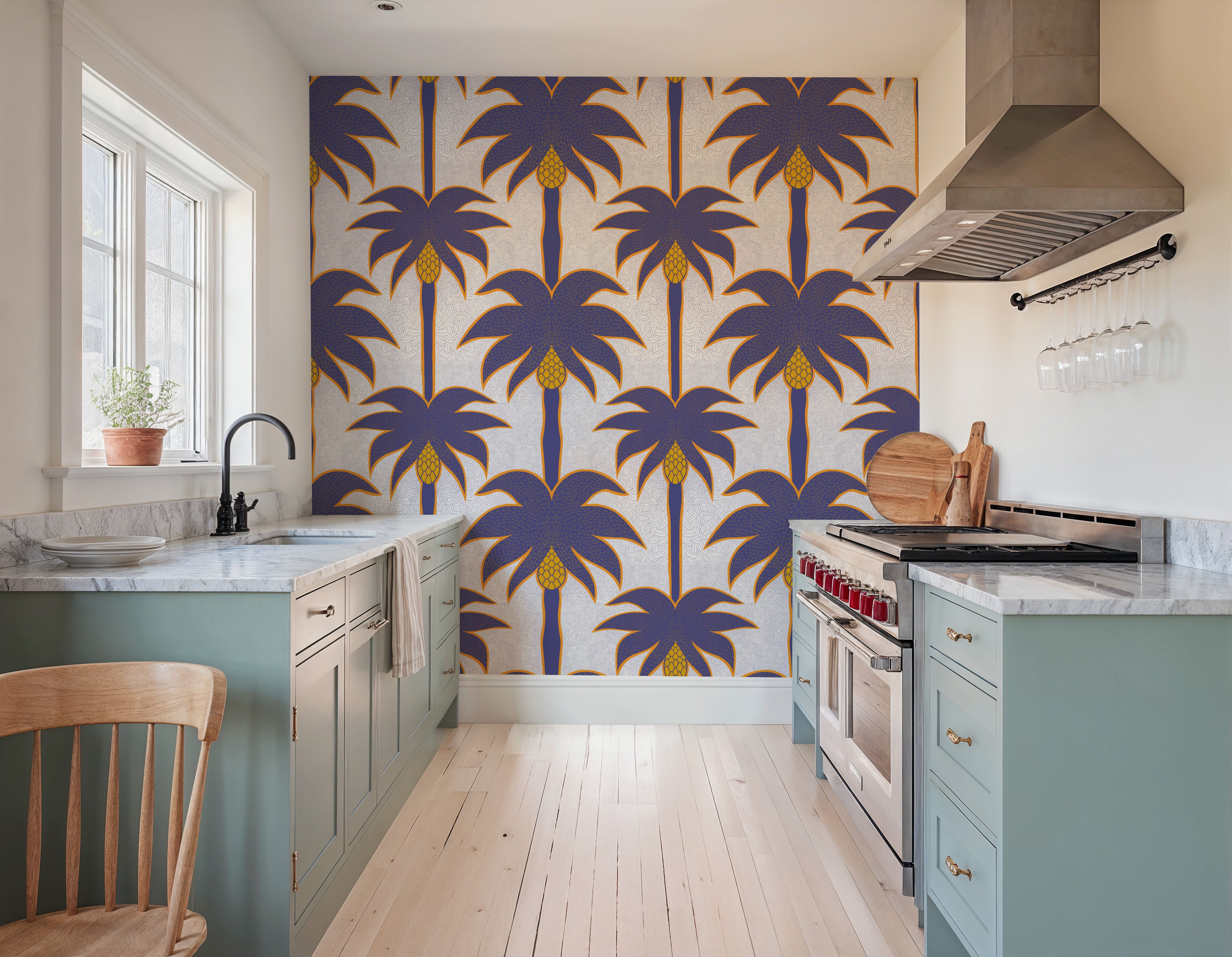 Graphic Palms, Violet
