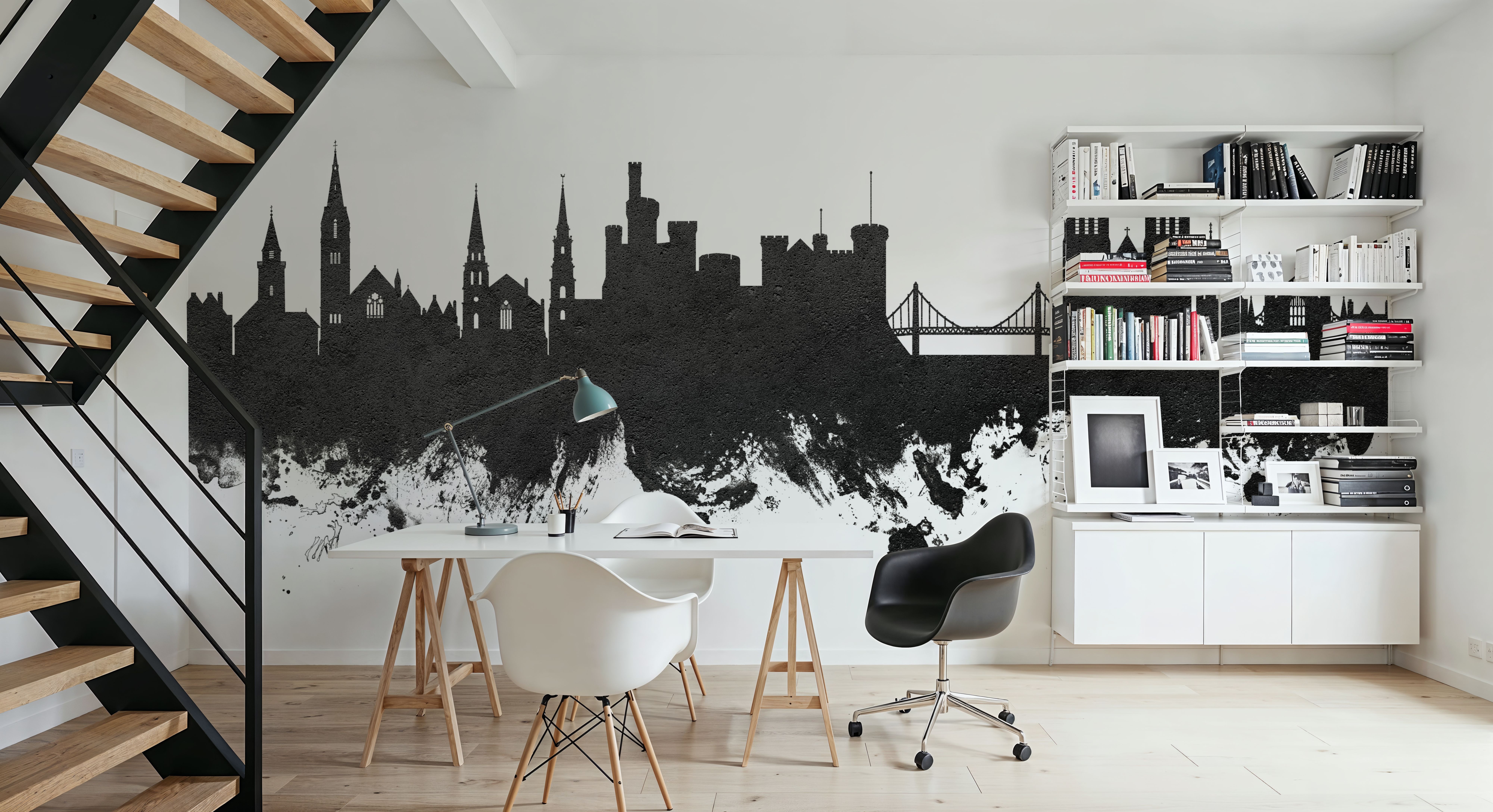 Inverness Scotland Skyline Black & White, Papier peint