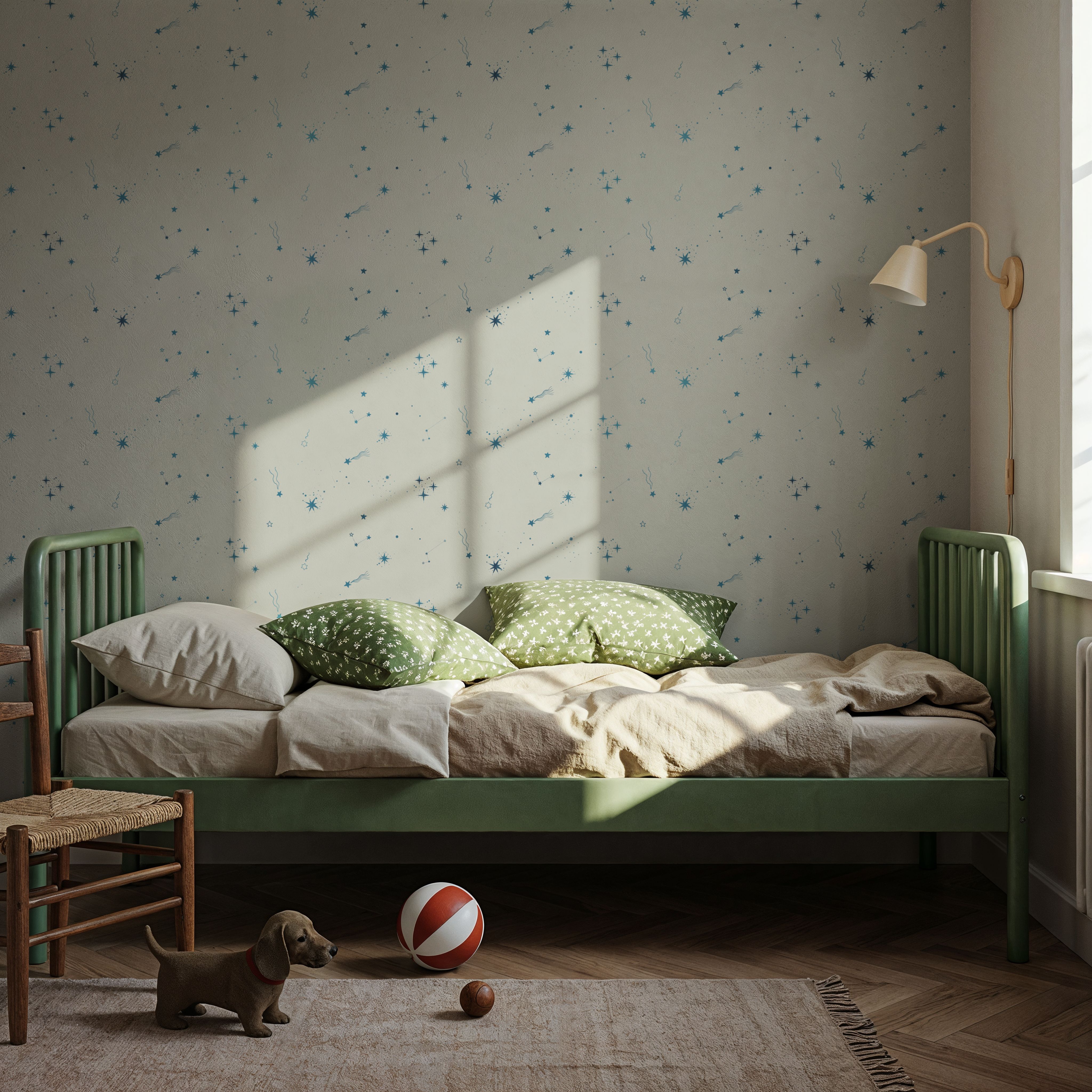 Stardust, Teal on Ivory