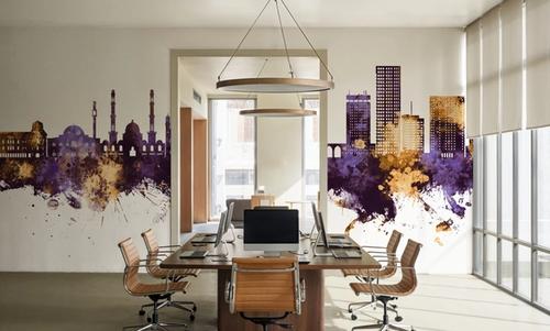 Kabul Afghanistan Skyline Purple & Gold