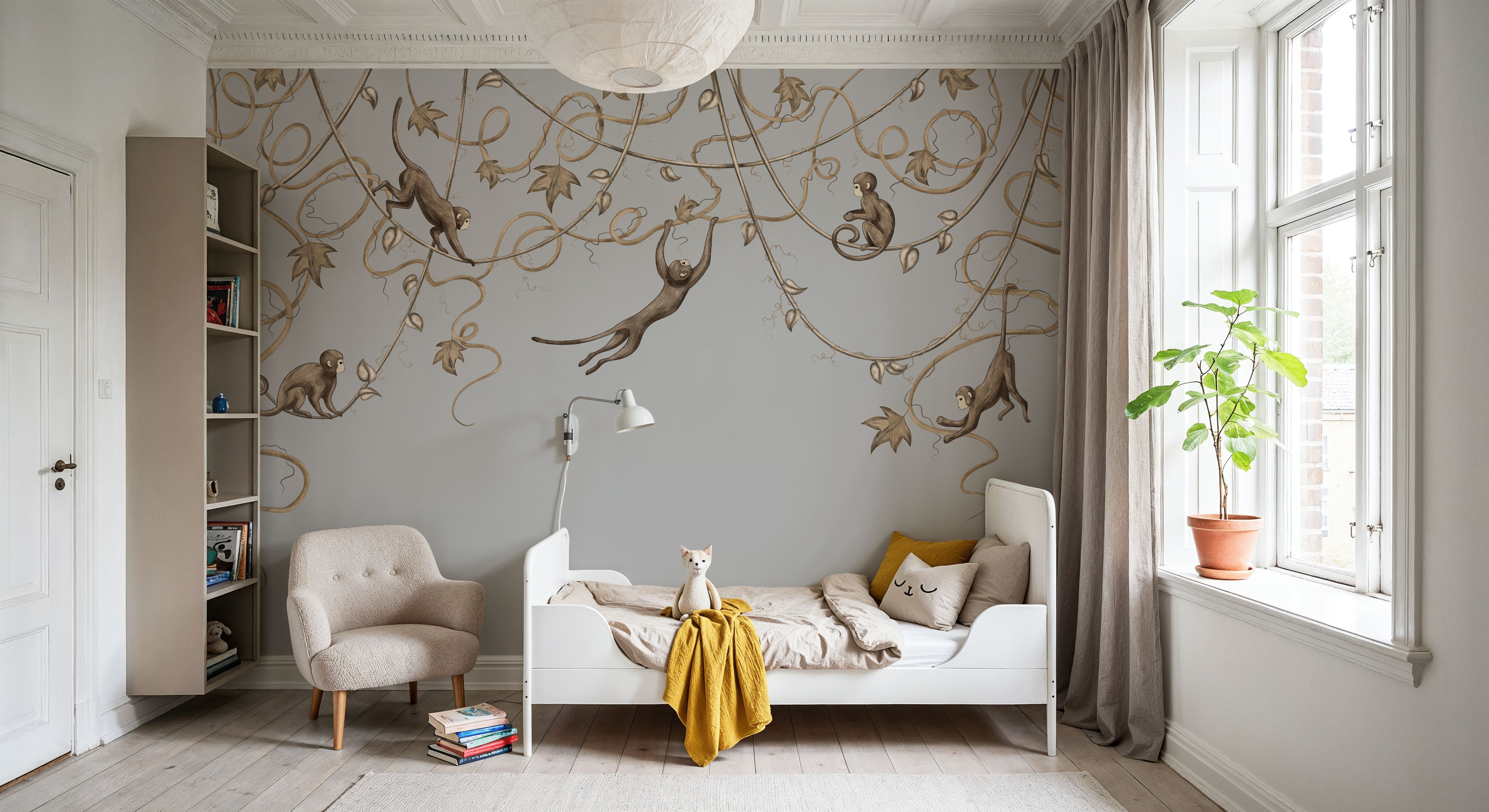 Monkey Jump, Gray, Wallpaper