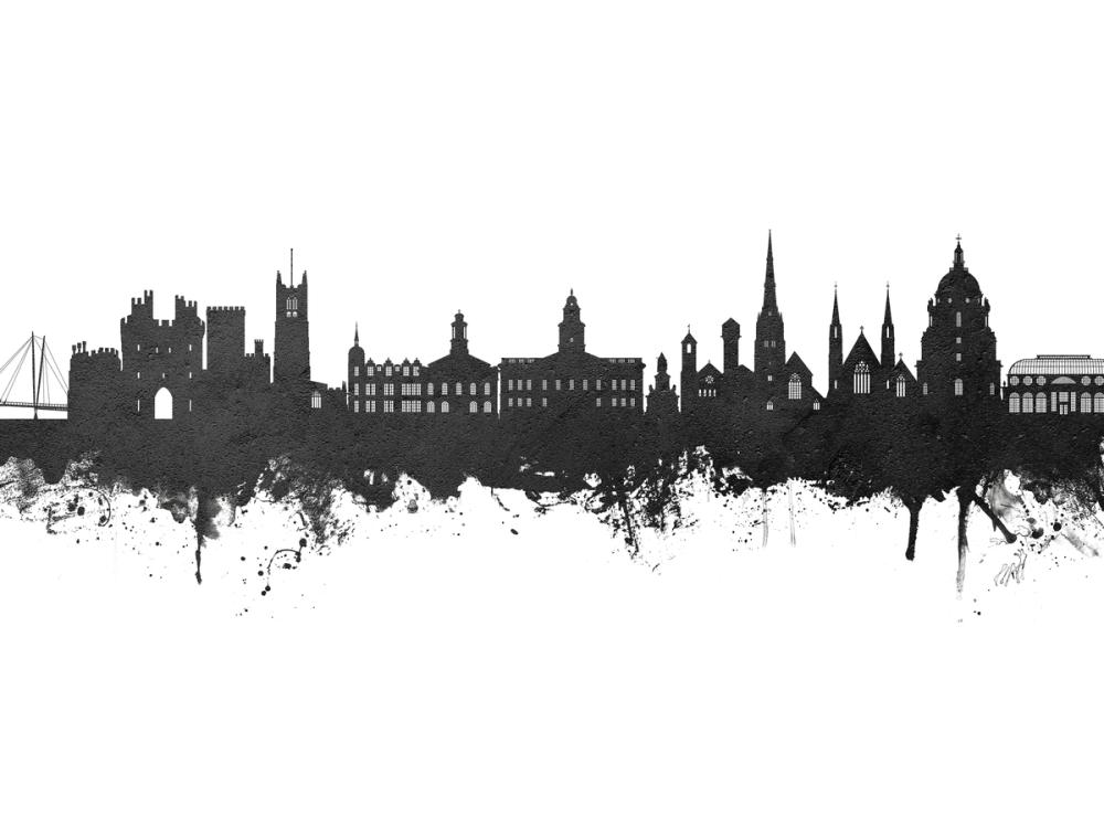 Lancaster England Skyline Black & White