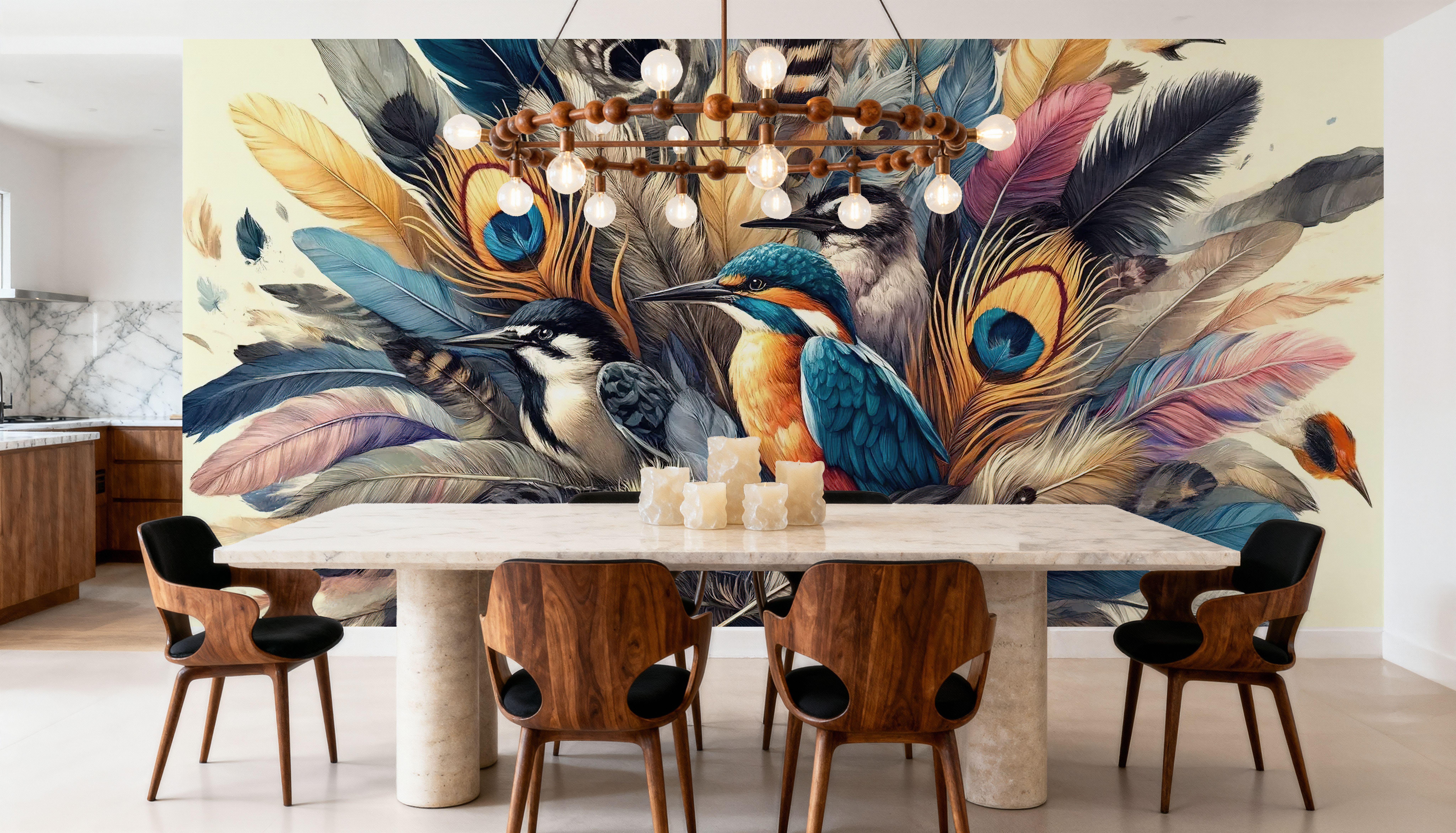 Tropical Whispers Among Ethereal Feathers