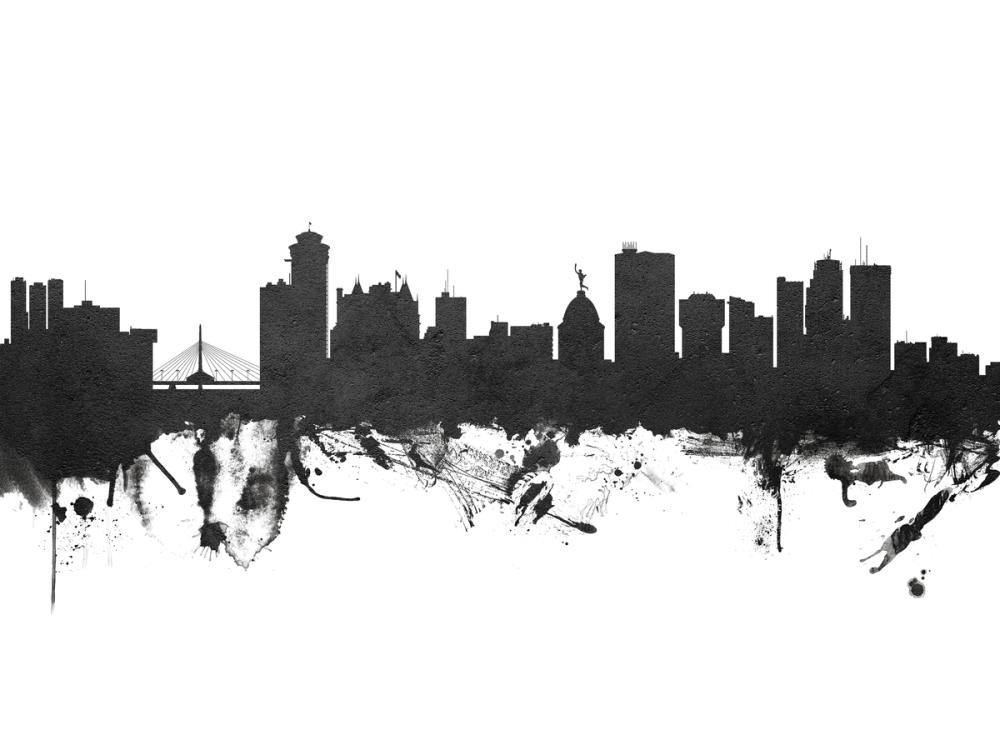 Winnipeg Canada Skyline Black & White
