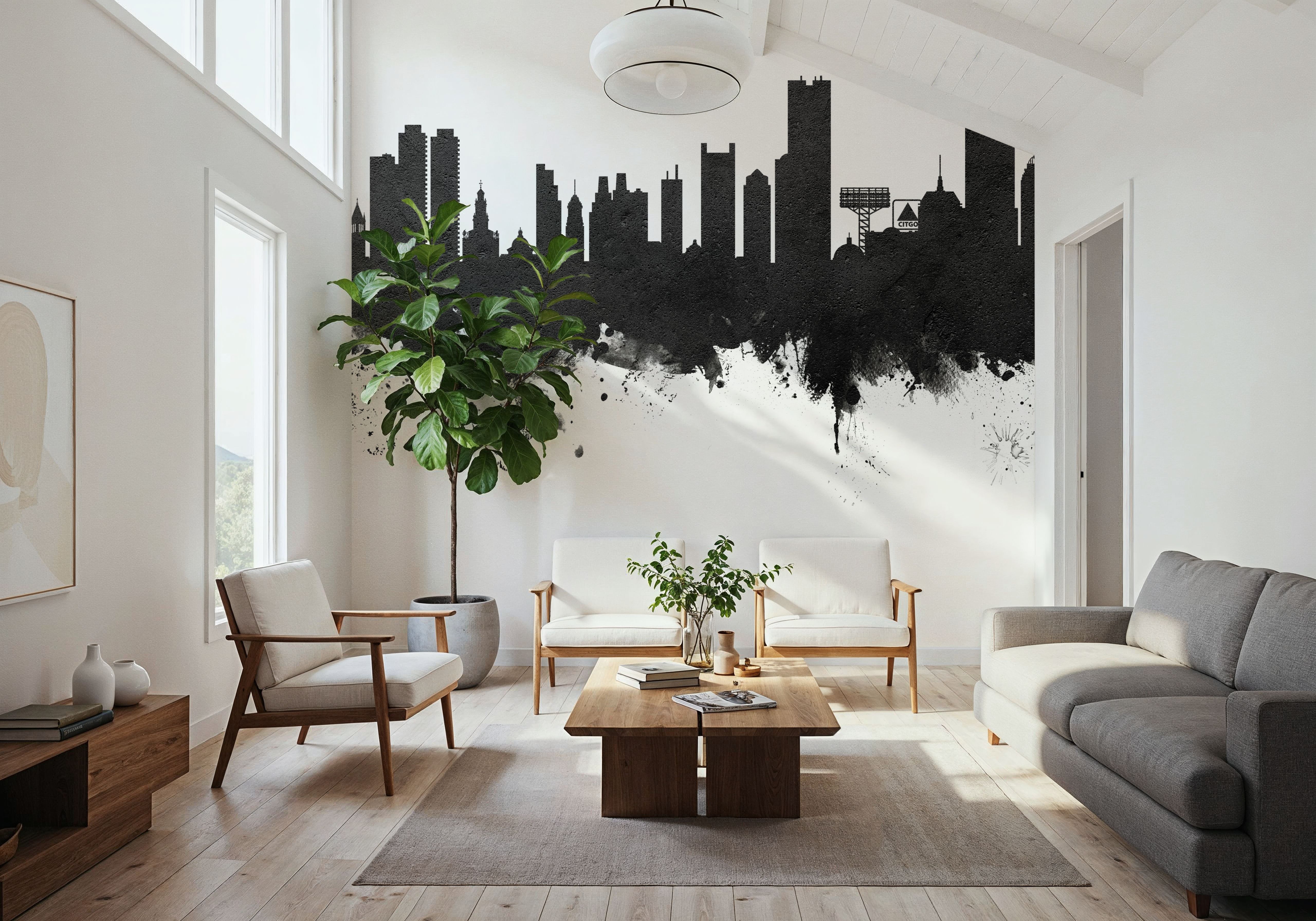 Boston Massachusettes Skyline Black & White