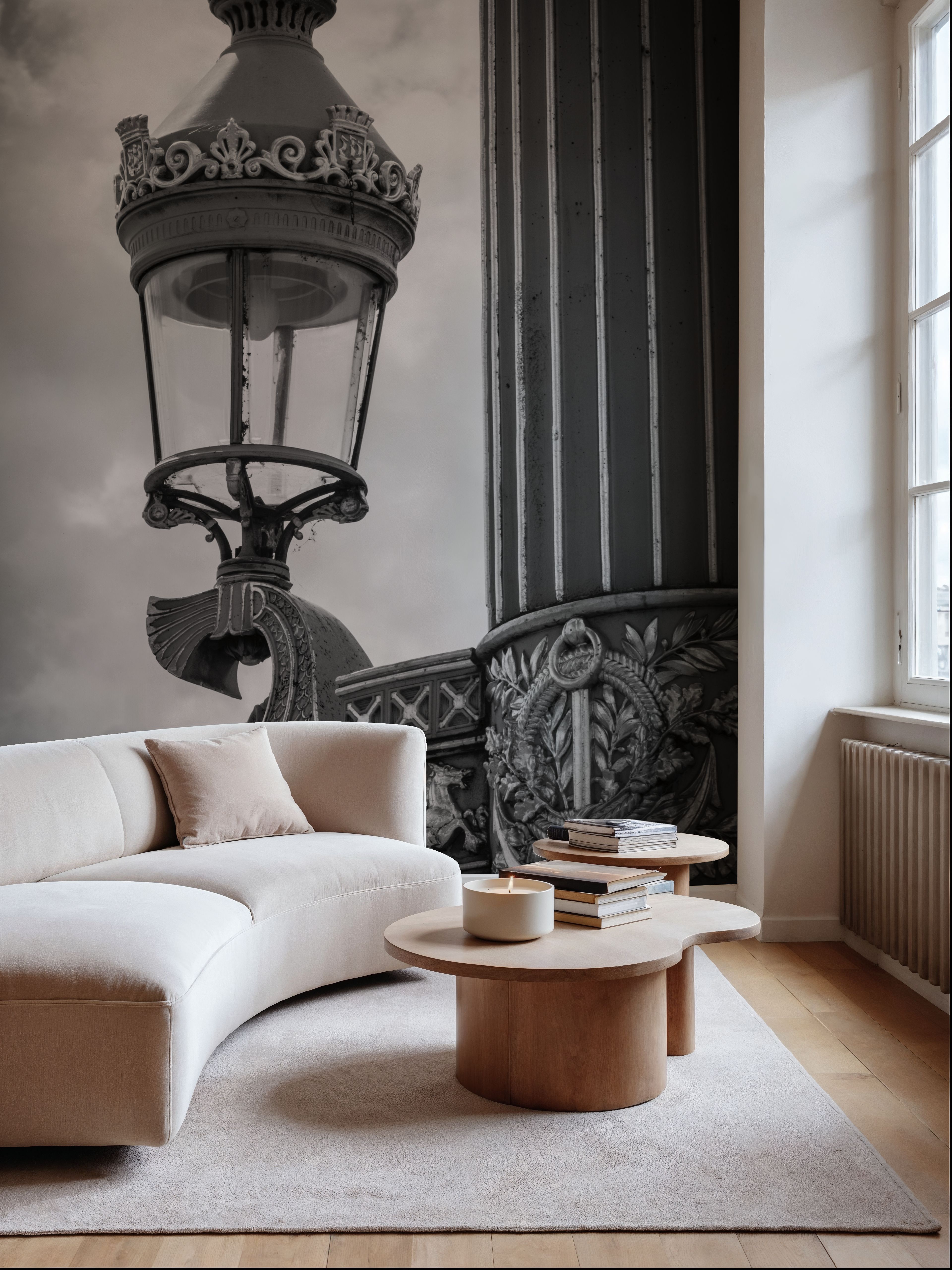 Wall Mural - Paris Architecture III - Architecture Folk mural wallpaper - Gray - Dining Room - Wallism US - Premium, Textured or Peel & Stick
