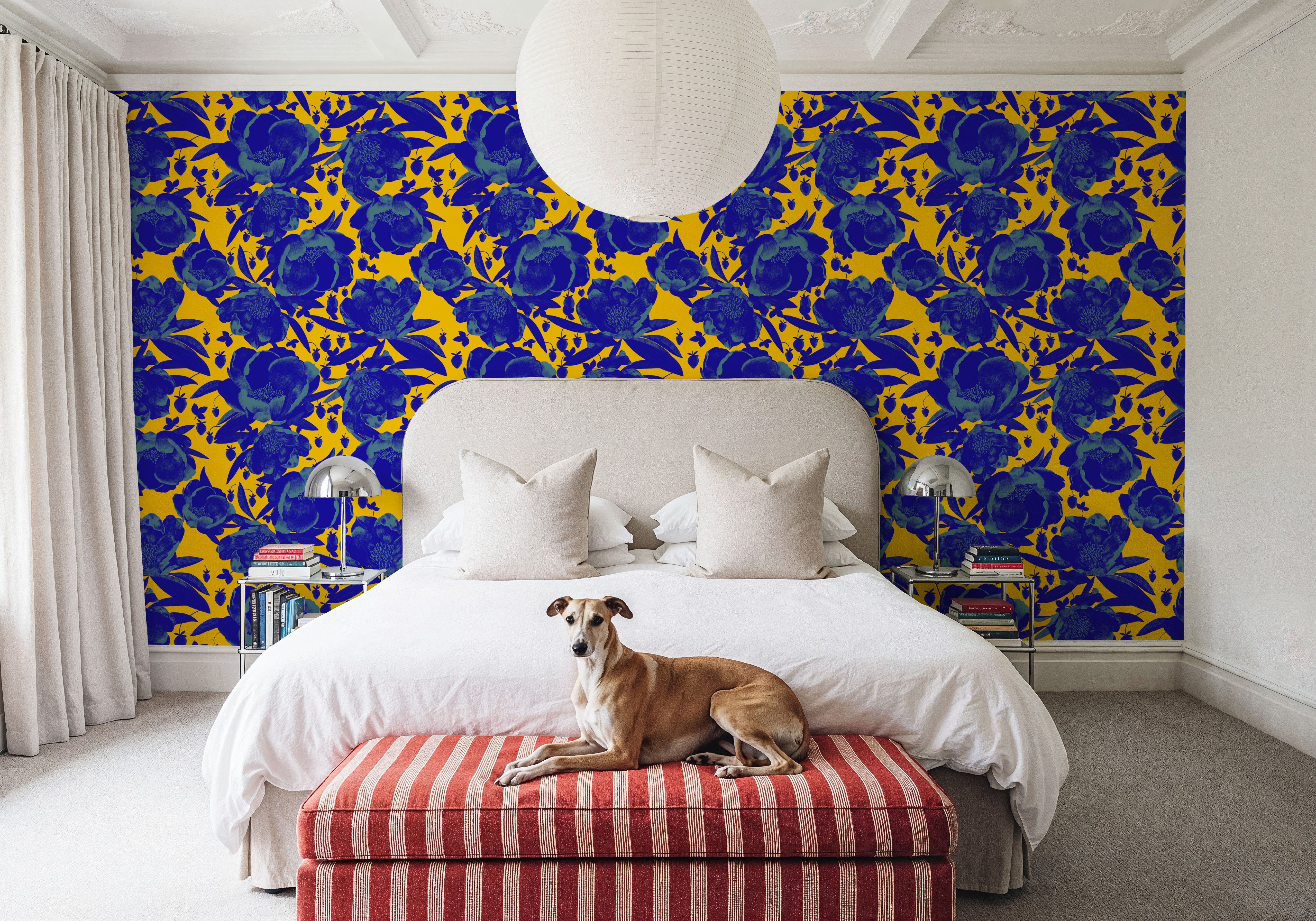 Pop Peonies, Yellow & Blue