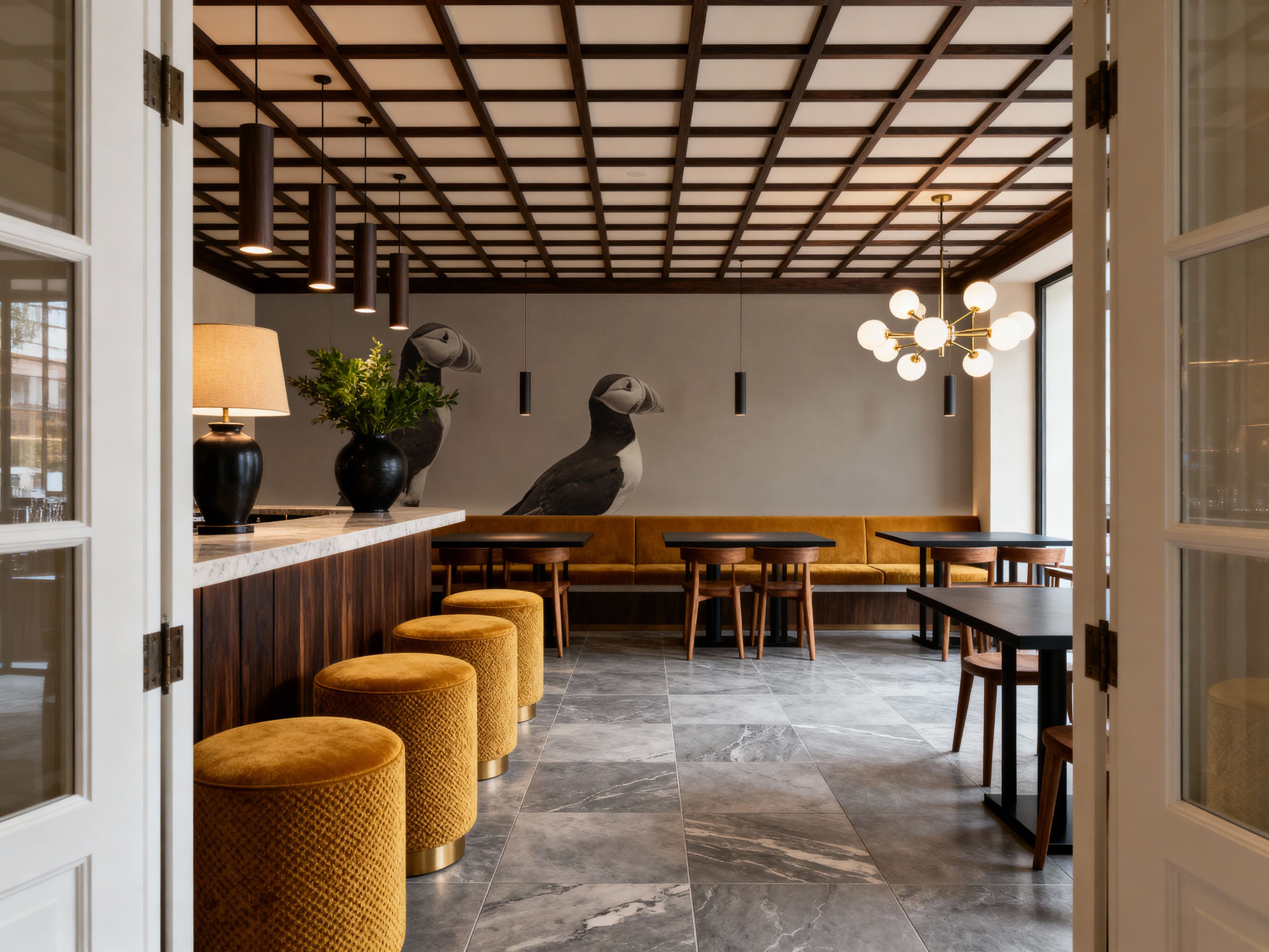 Atlantic Puffin Pair Sepia