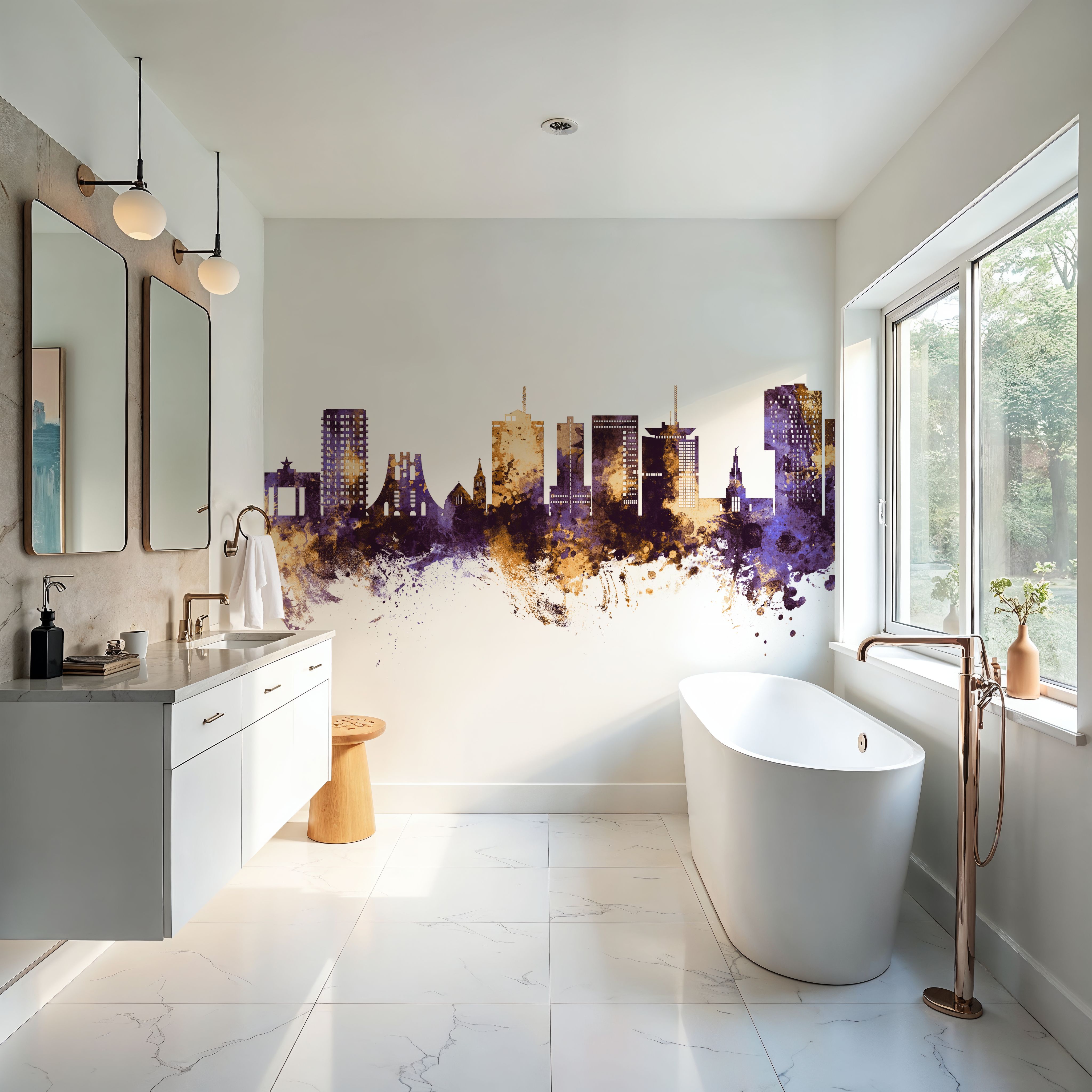 Accra Ghana Skyline Purlpe & Gold