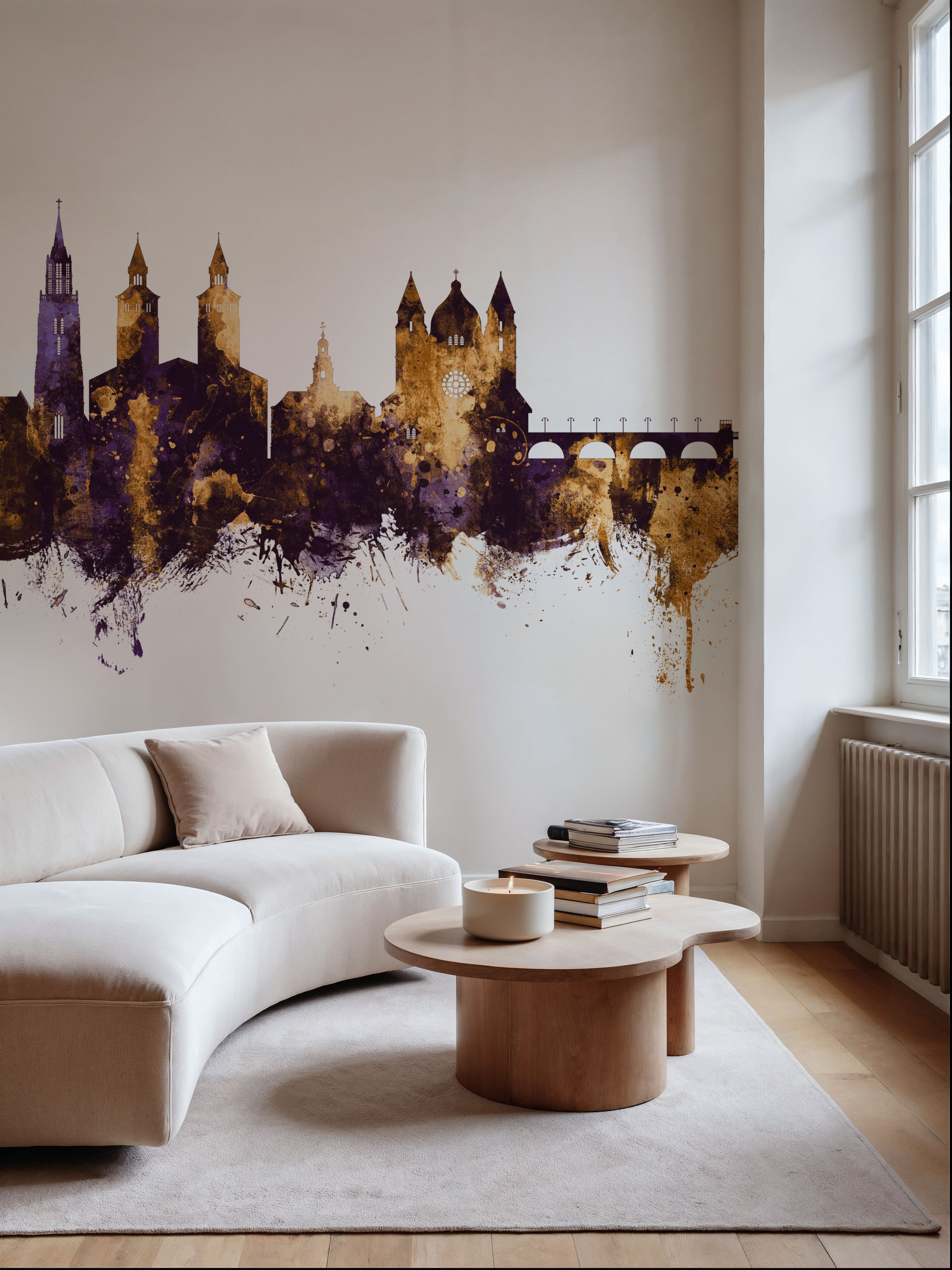 Maastricht The Netherlands Skyline Purple & Gold