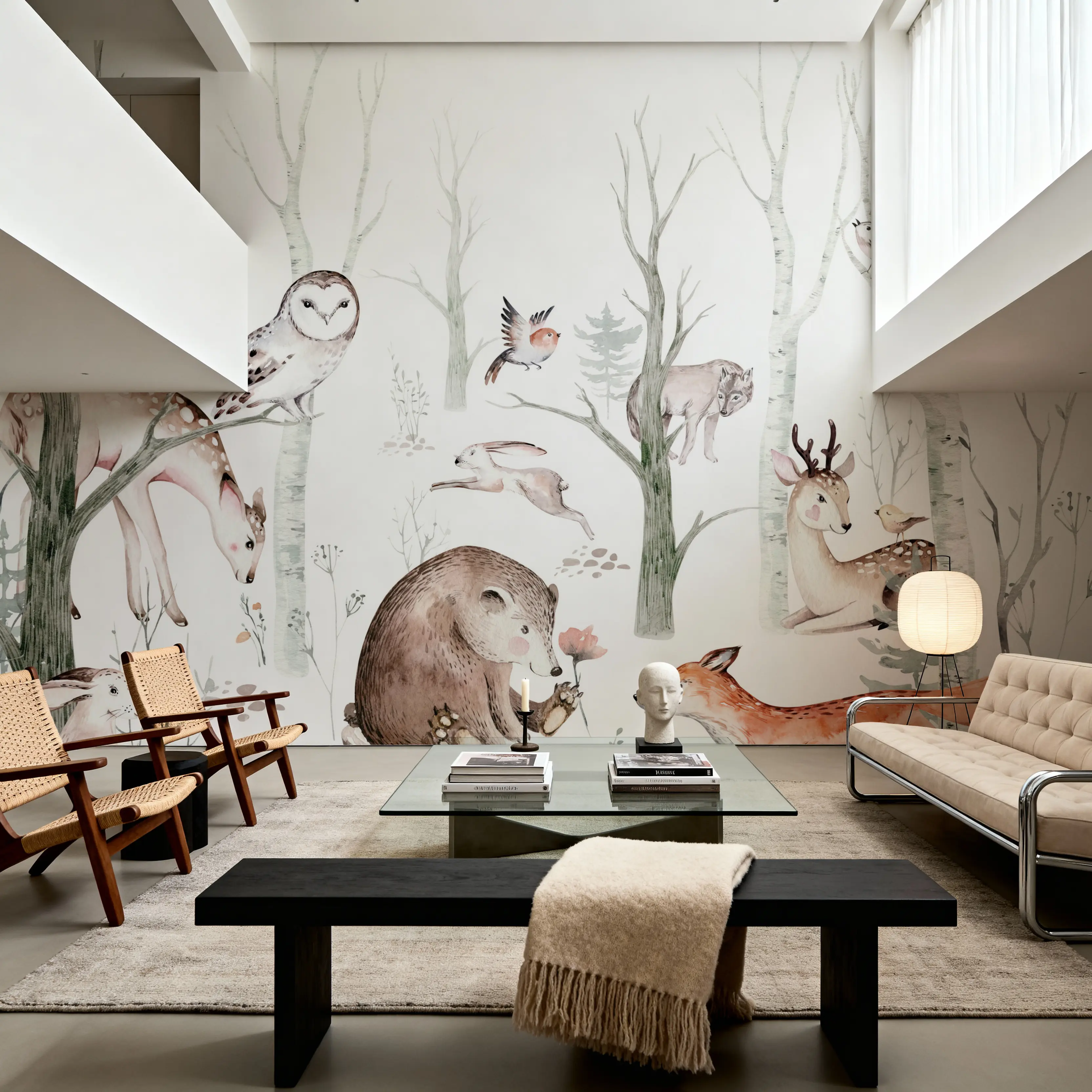 Wall Mural - Woodland Friends - Forest Animals mural wallpaper - Brown - Kids' Room - Wallism UK - Peel & Stick or Paste-the-Wall