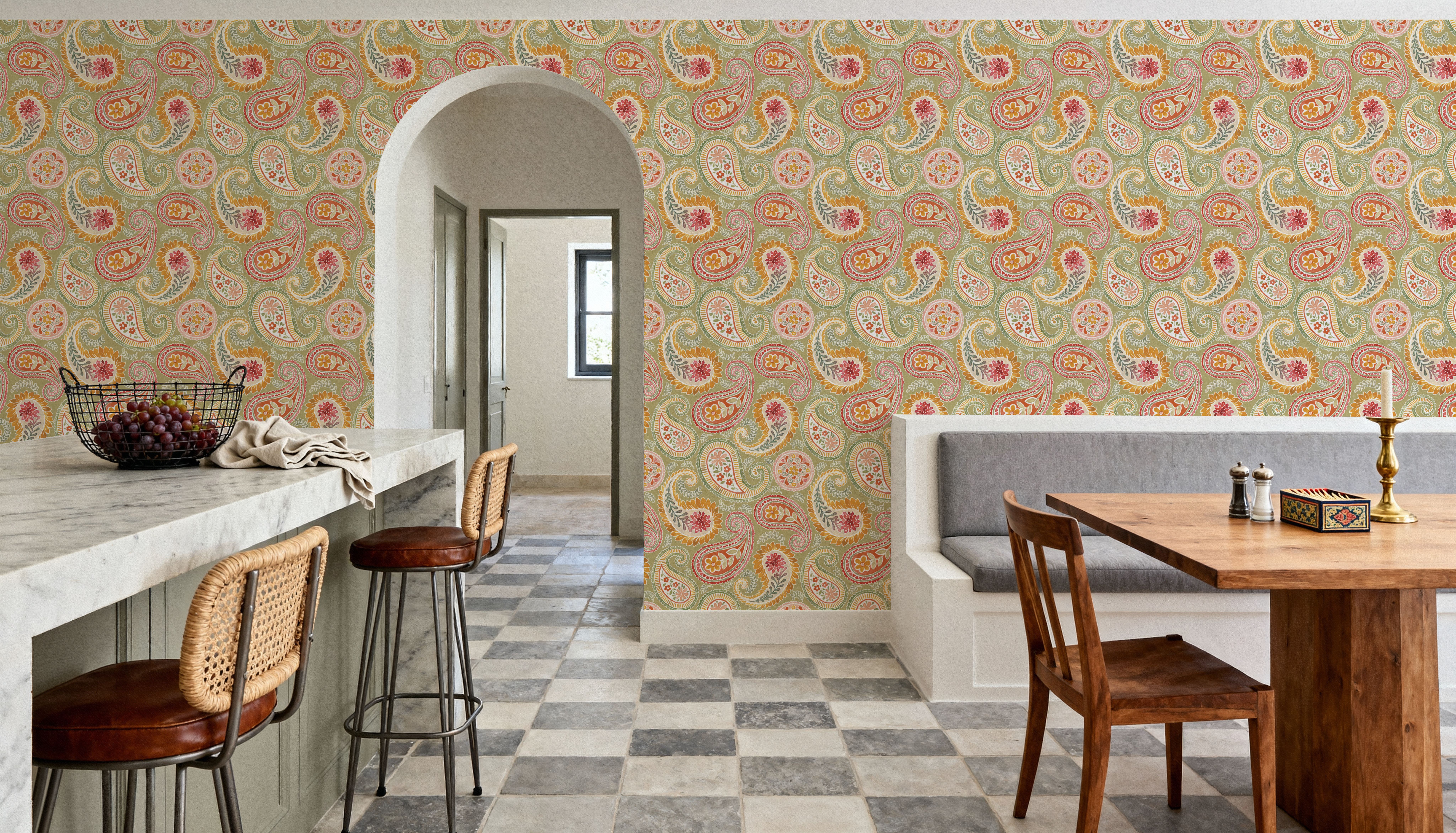 Harvest Paisley Swamp Green