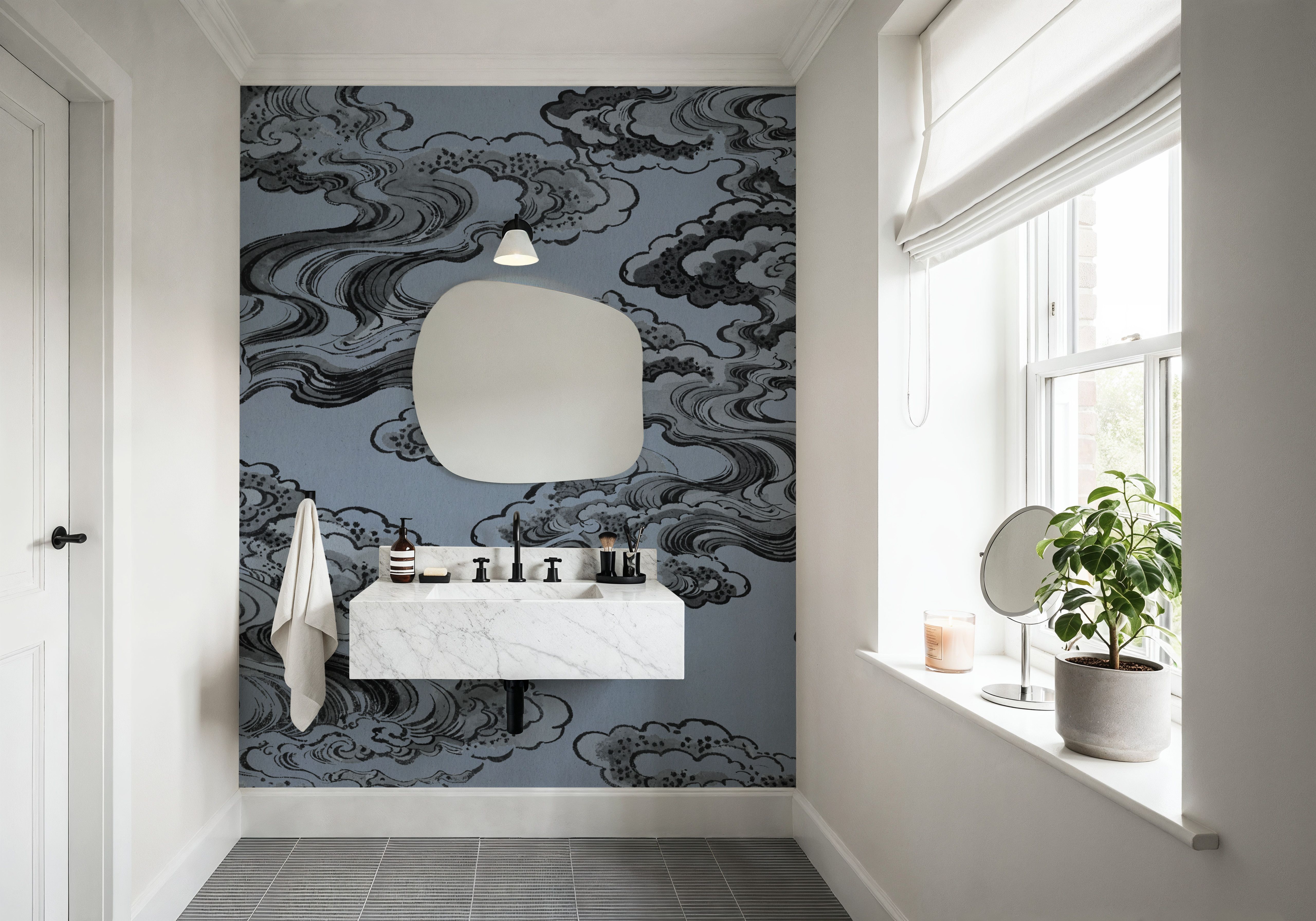 Ukiyo-e Clouds, Denim Blue