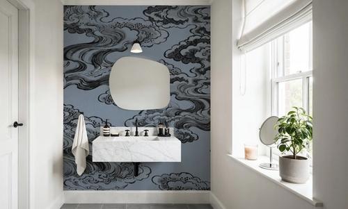 Ukiyo-e Clouds, Denim Blue