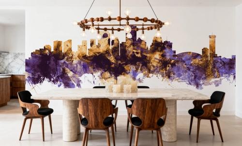 New Orleans Louisiana Skyline Purple & Gold