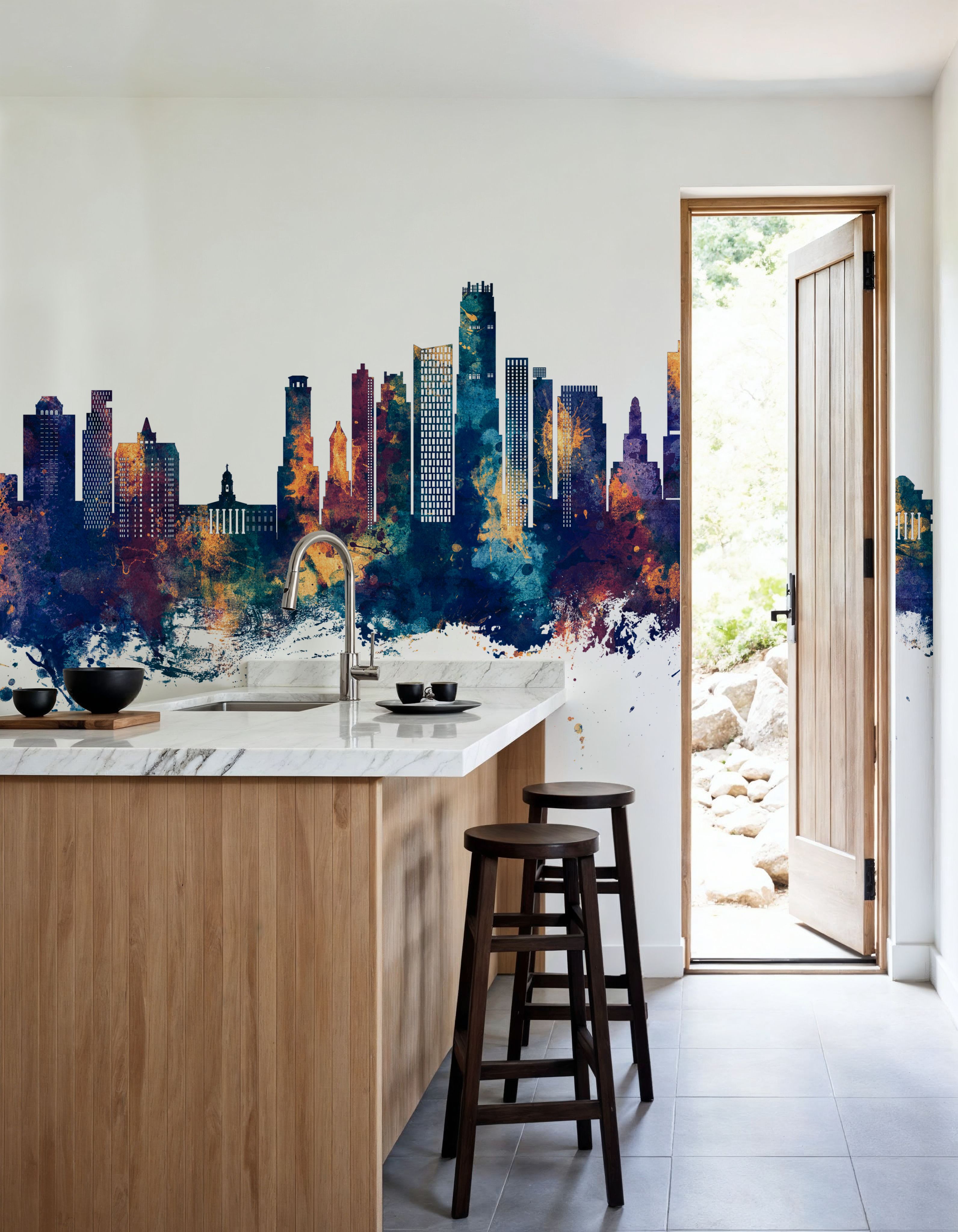 Brooklyn New York Skyline Blue & Bronze