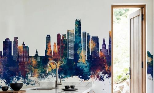 Brooklyn New York Skyline Blue & Bronze