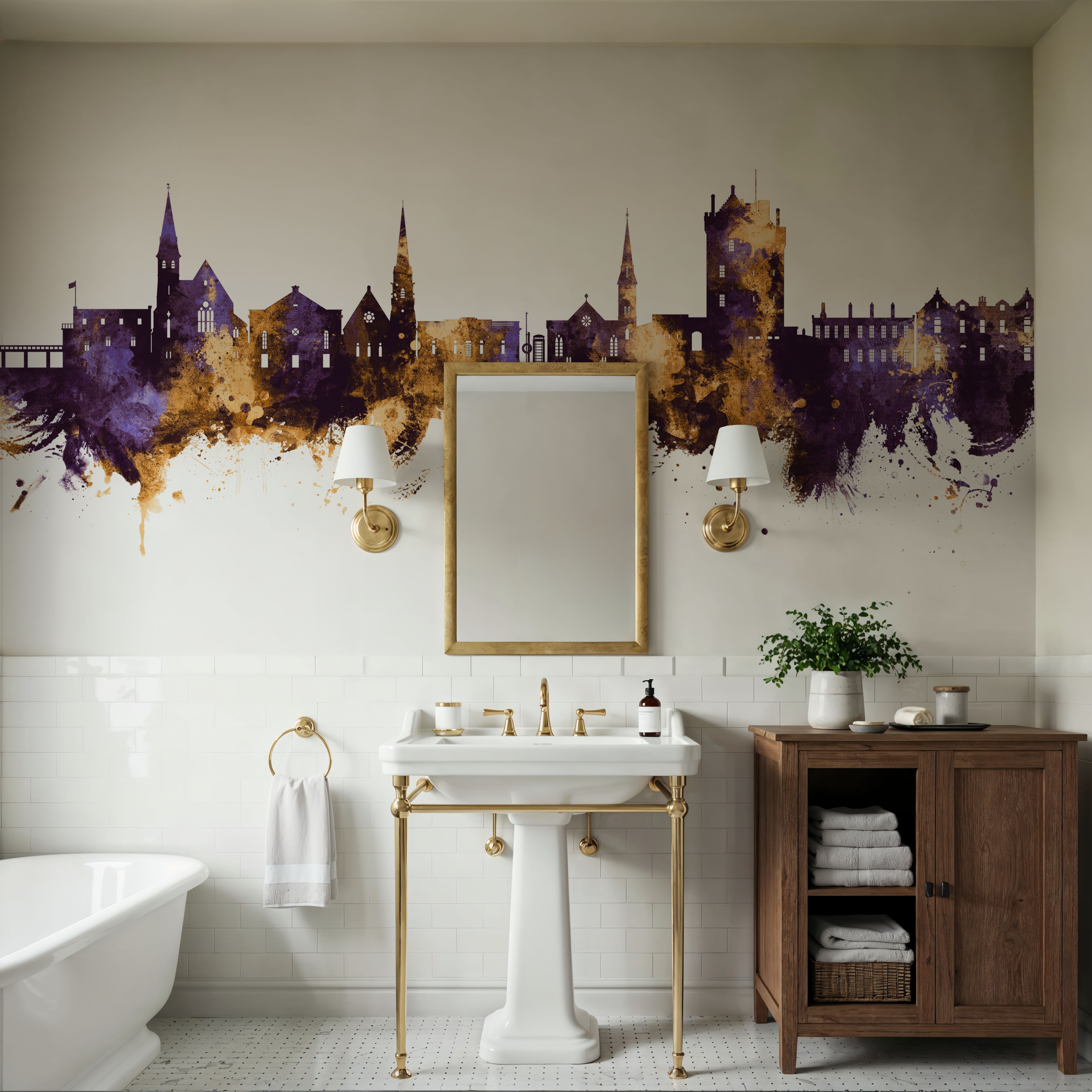 Broughty Ferry Scotland Skyline Purple & Gold