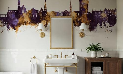 Broughty Ferry Scotland Skyline Purple & Gold